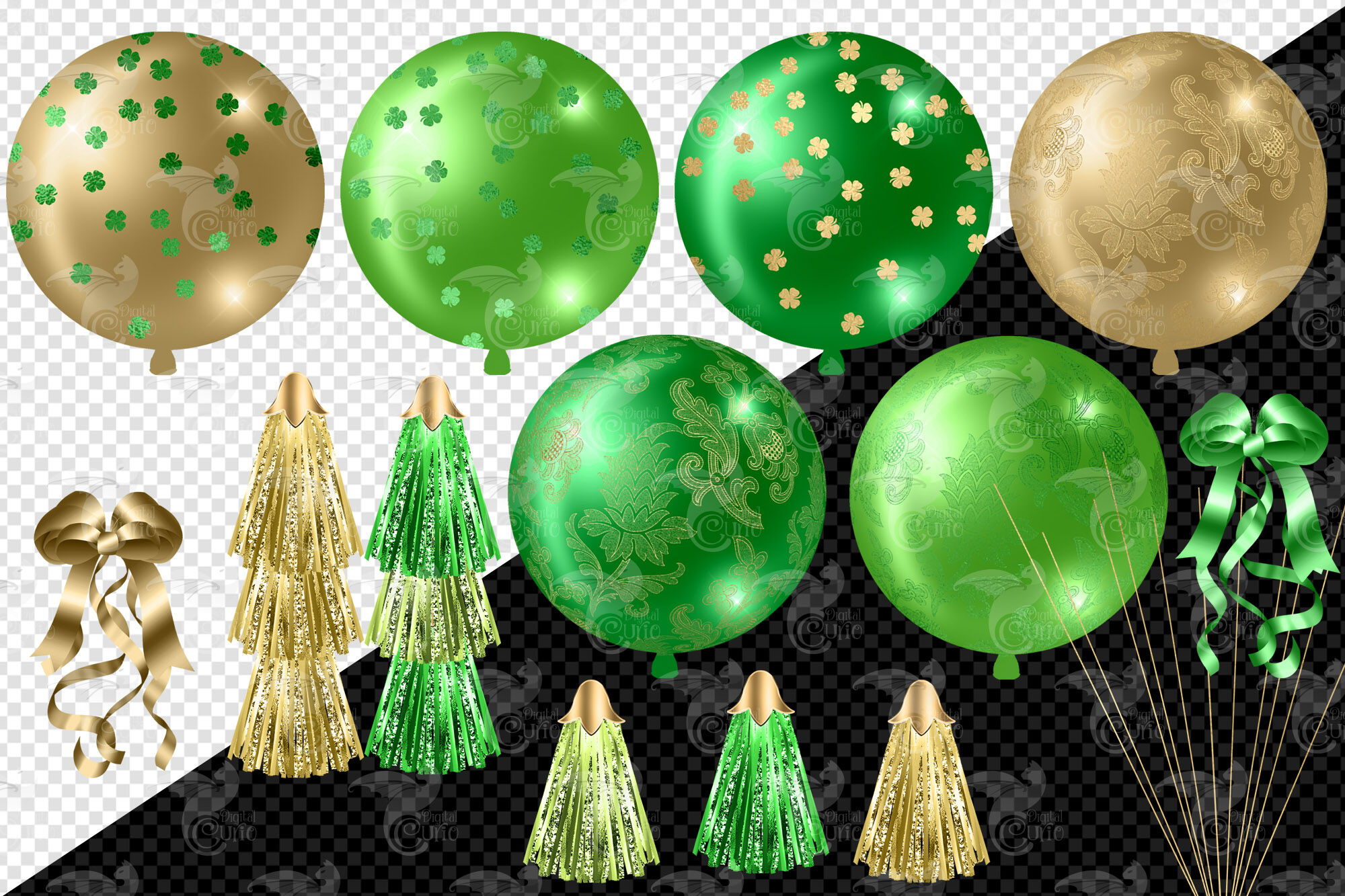 Saint Patricks Day Tassel Balloons Clipart By Digital Curio