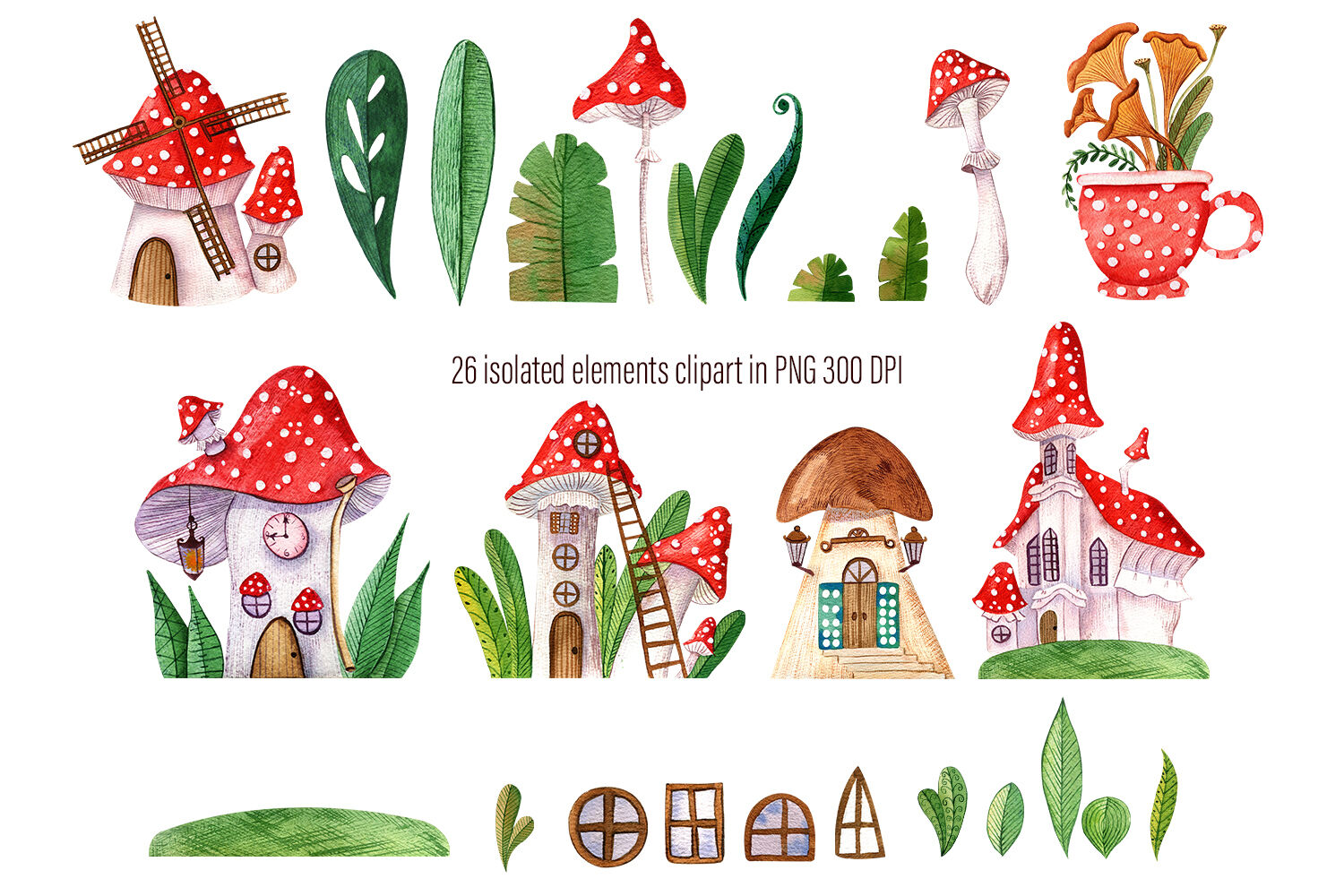 Download Watercolor Hand Drawn Set Of Beautiful Houses Small Garden Houses Fairy Houses Green Houses Watercolor Illustration Scrapbooking Embellishments Deshpandefoundationindia Org