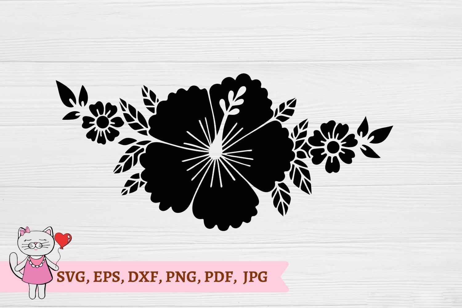 Hawaiian Flower SVG, Hibiscus Flower SVG, PNG, DXF, EPS, Cut Files For  Cricut And Silhouette