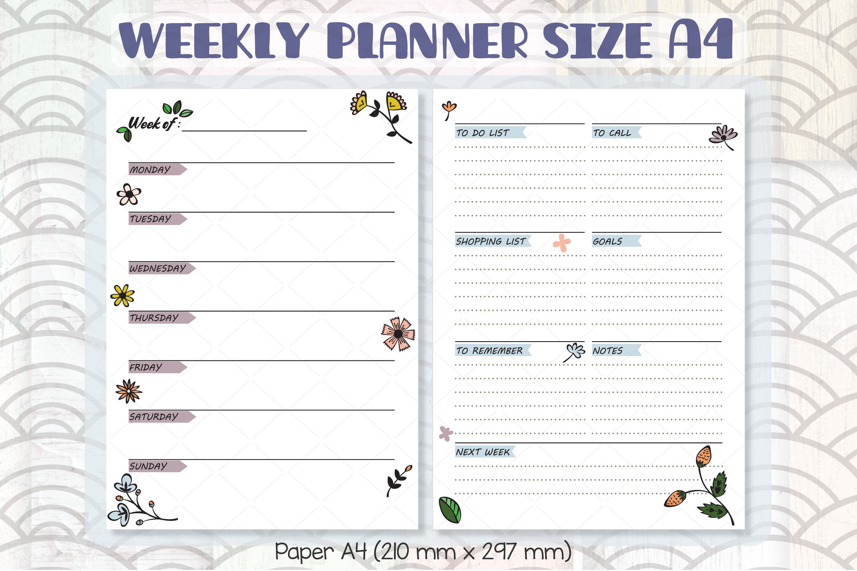 Weekly Planner, A5, A4, Letter Size Organizer, Digital Agenda Person By  Digital Draw Studio