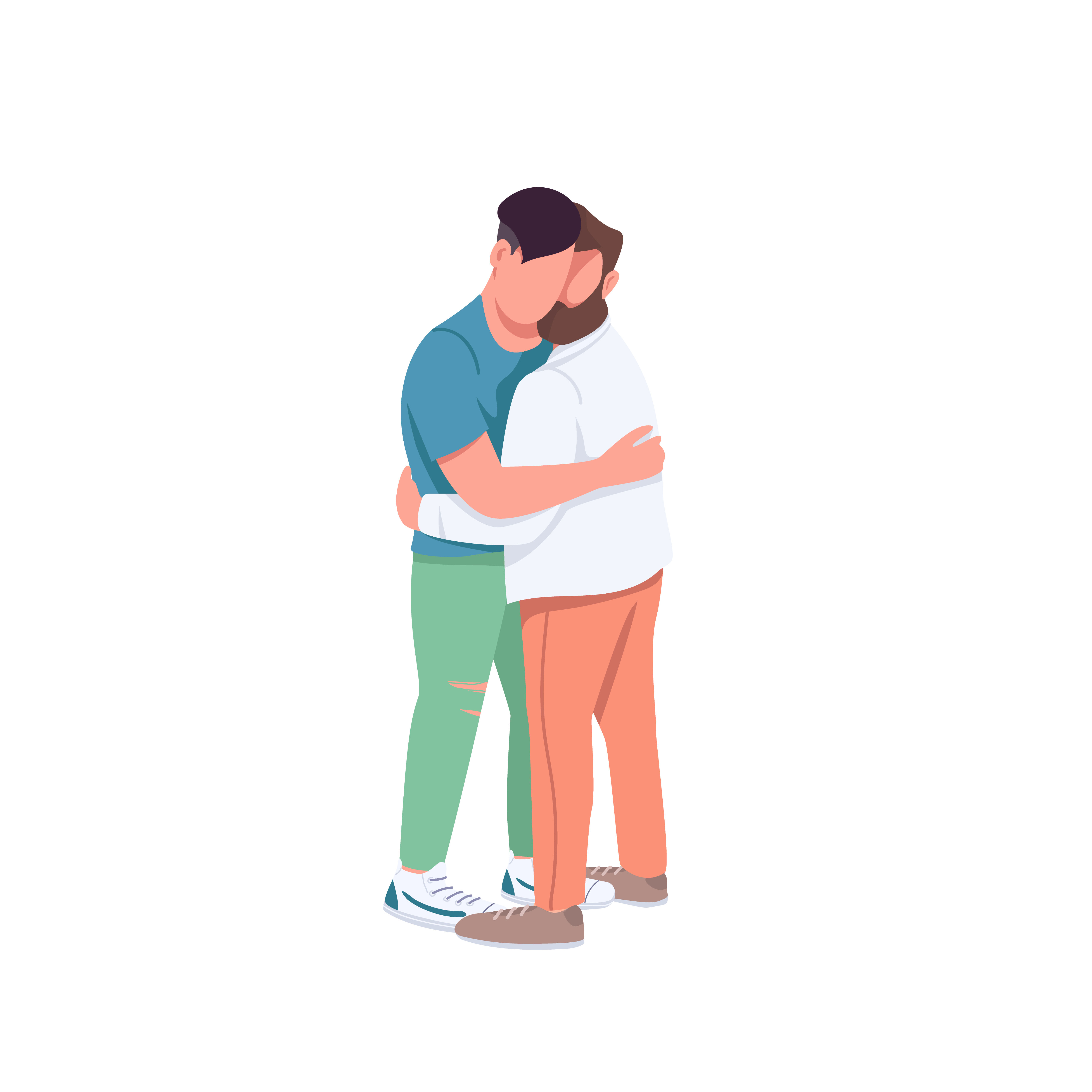 Men hugging flat color vector faceless characters By ntl-studio ...