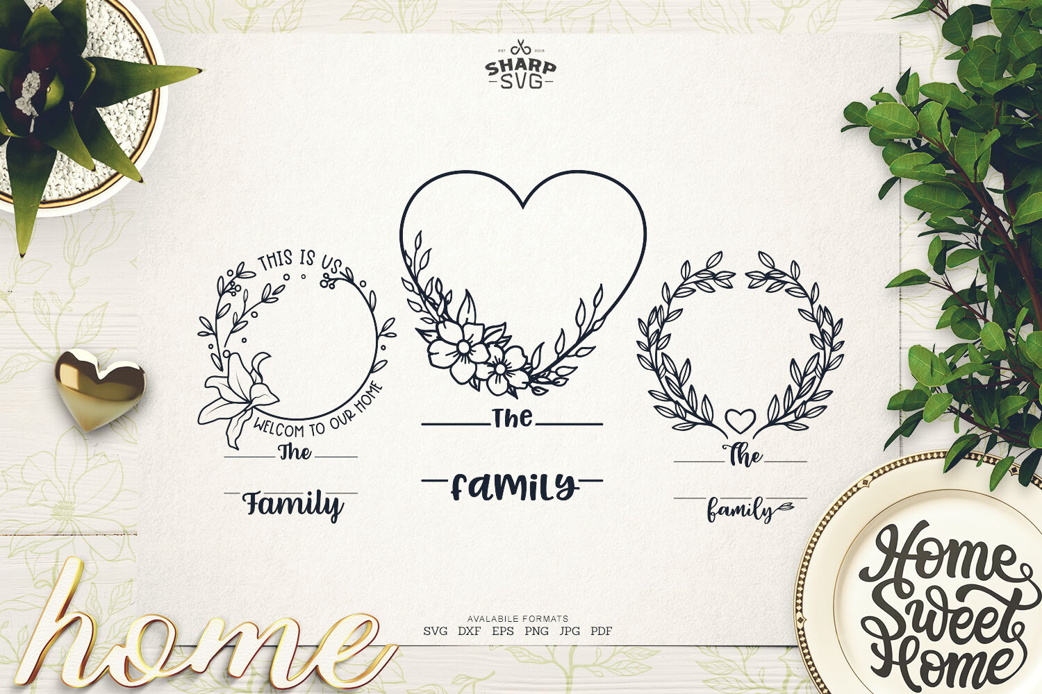 Download Family Monogram Wreath Svg Family Sign Svg Making By Sharpsvg Thehungryjpeg Com