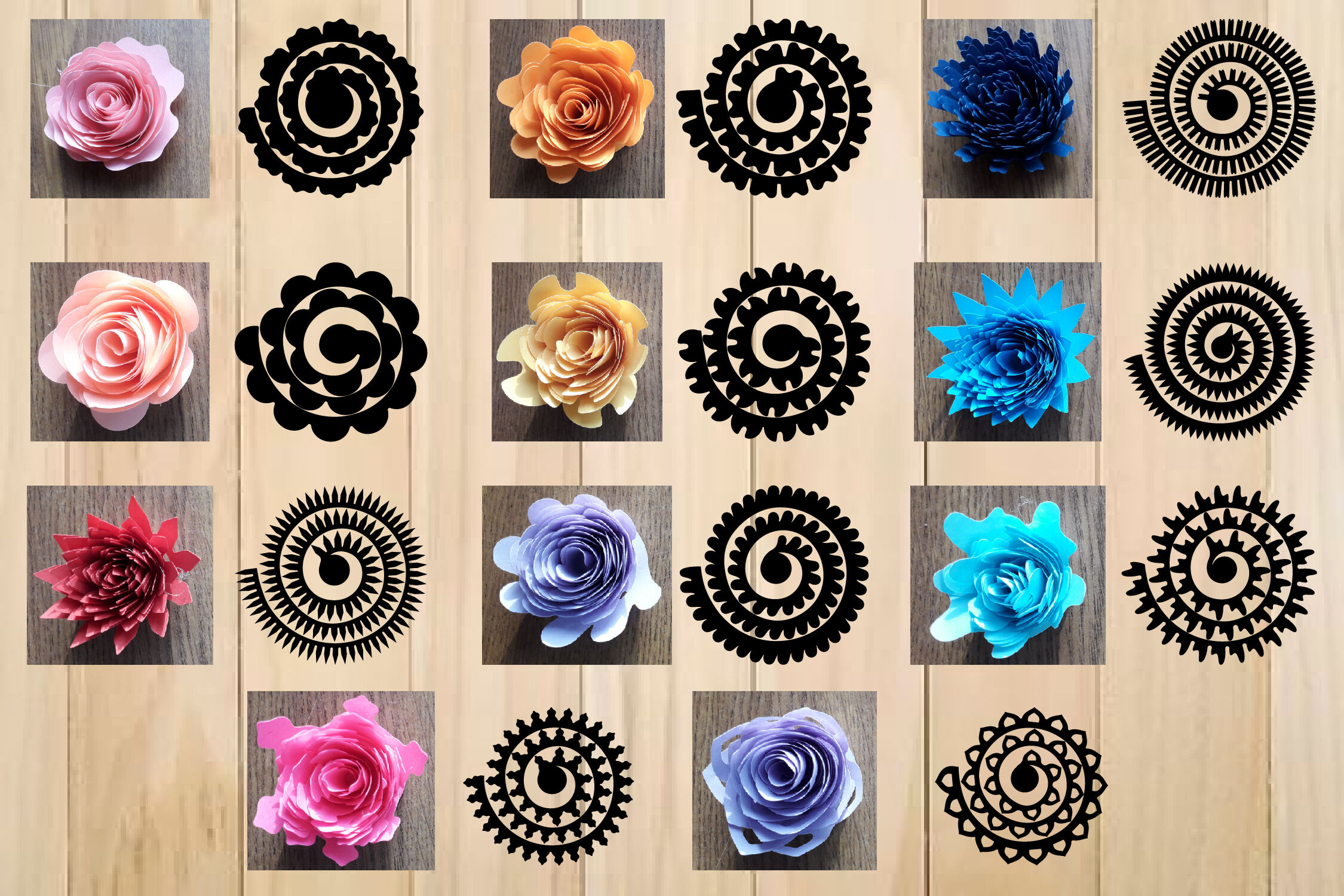 Rolled Paper Flower Templates SVG, 3D Rose SVG By JulyDigitalImages
