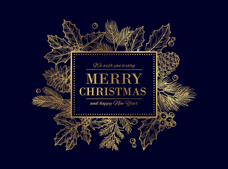 Christmas card. Merry Christmas frame. Festive vector background with By  Microvector | TheHungryJPEG