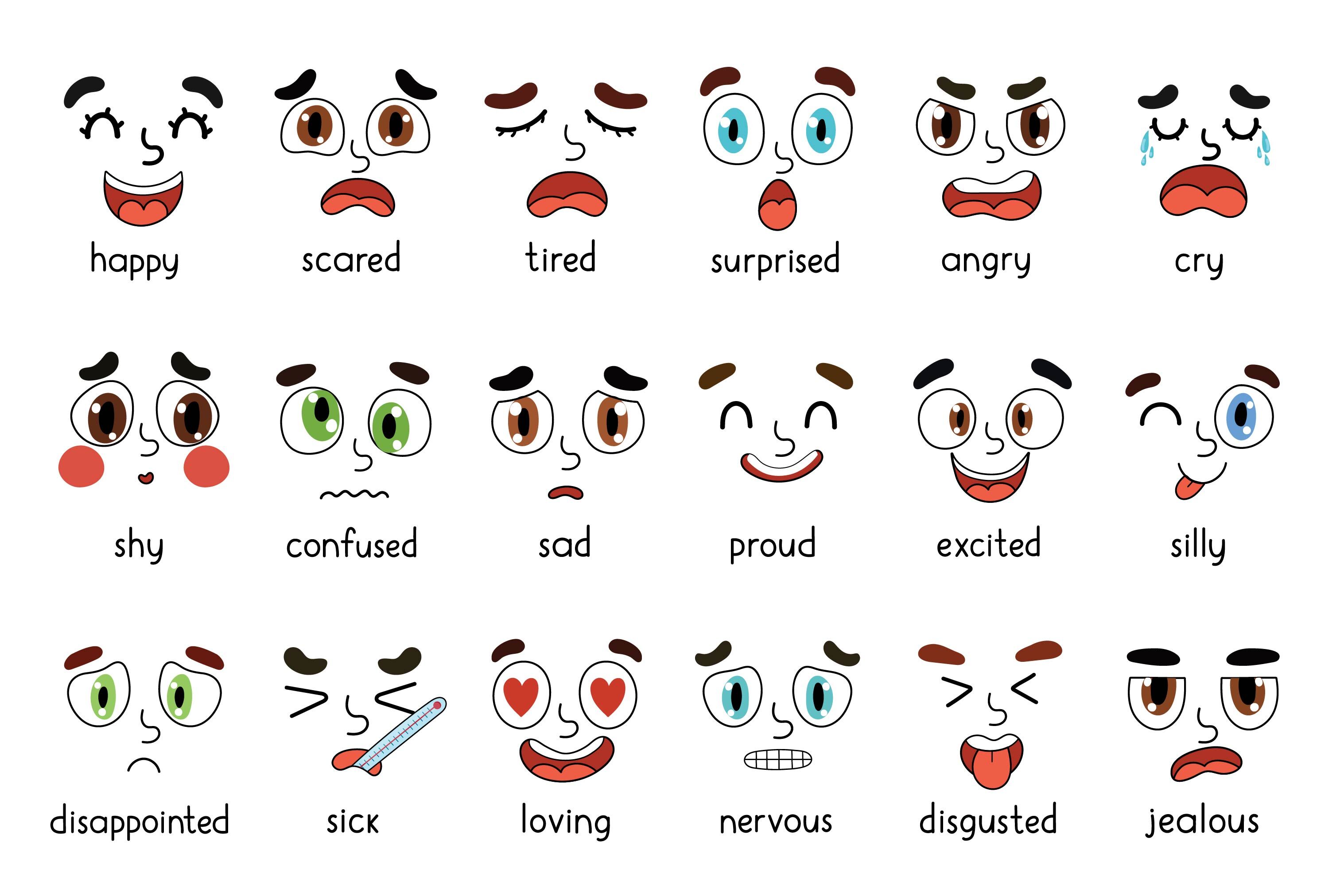 Emotions Faces Collection By JuliyaS Art | TheHungryJPEG