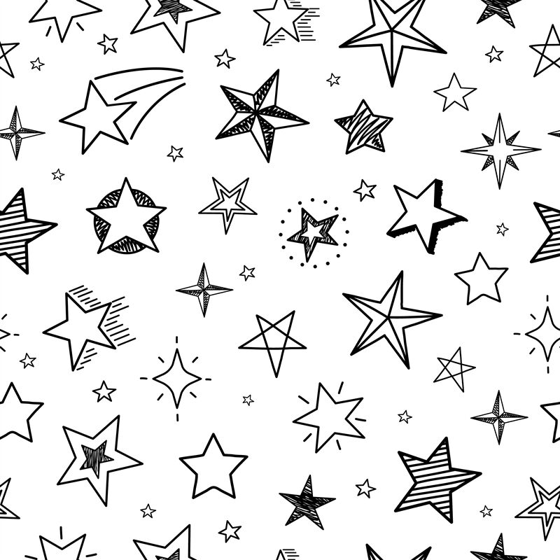 Tiny Stars Vector Patterns. Irregular Hand Drawn Simple Starry Sky