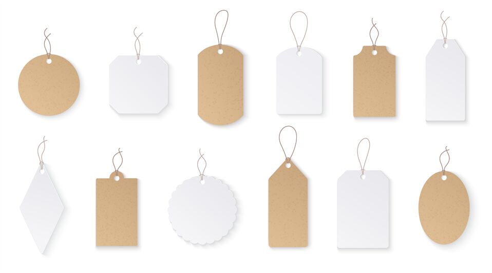 Hanging cardboard pricing tags with colorful Vector Image