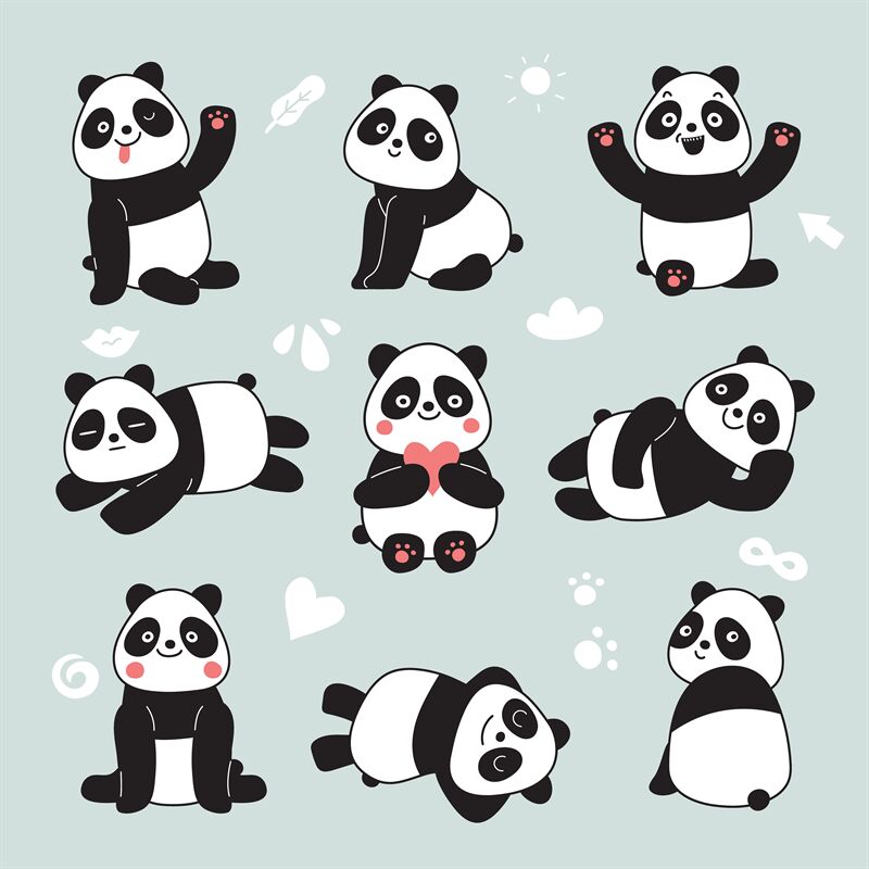 Cartoon panda. Cute panda bear, happy baby animals, lazy funny chinese By  Microvector | TheHungryJPEG