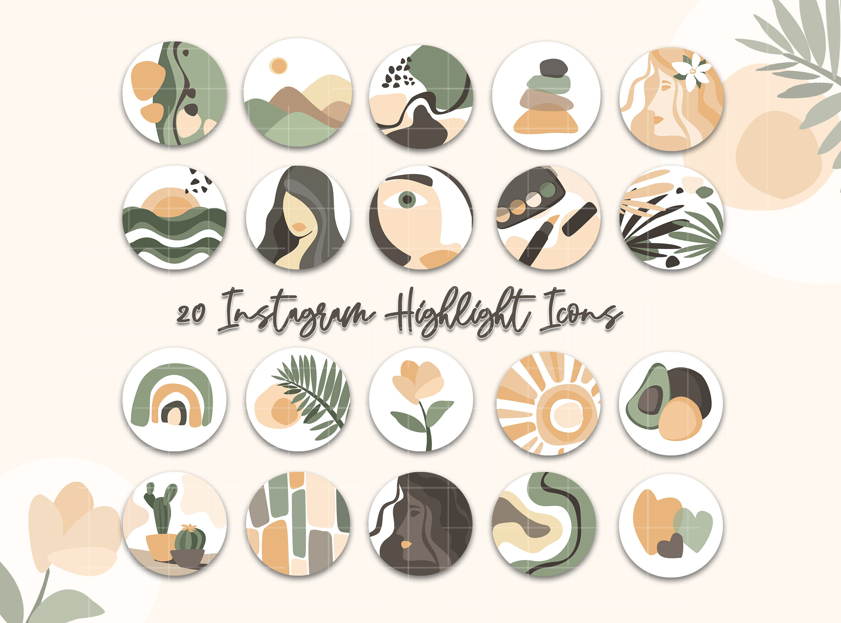 Instagram Highlight Covers seashell Boho abstract editable neutral Instagram Story Highlight Icons templates Social Media Icons