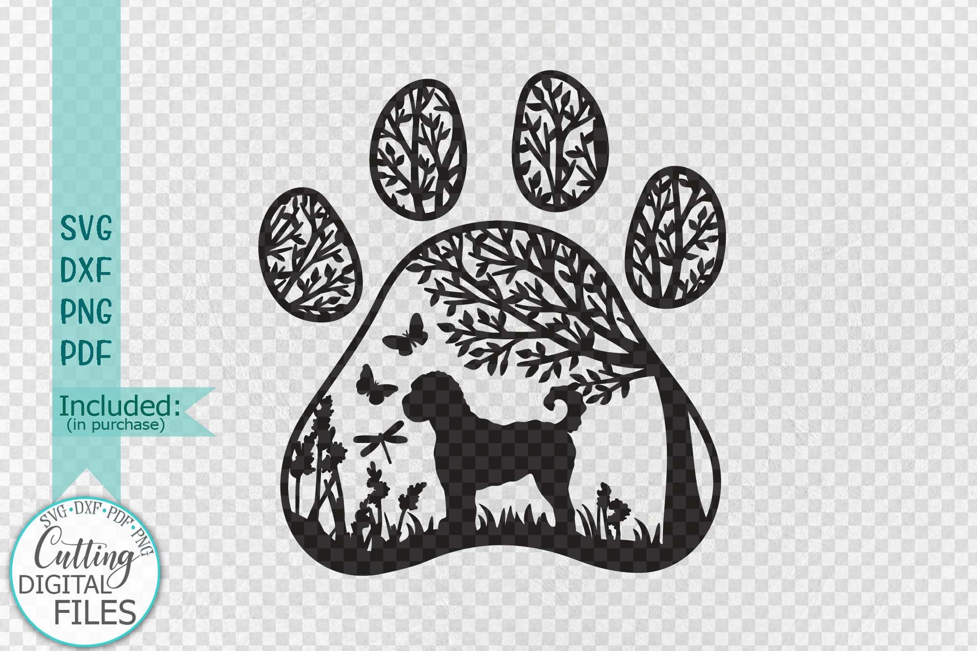Download Labradoodle Paw Dog Sign Svg Dxf Pdf Cut Out Template By Kartcreation Thehungryjpeg Com