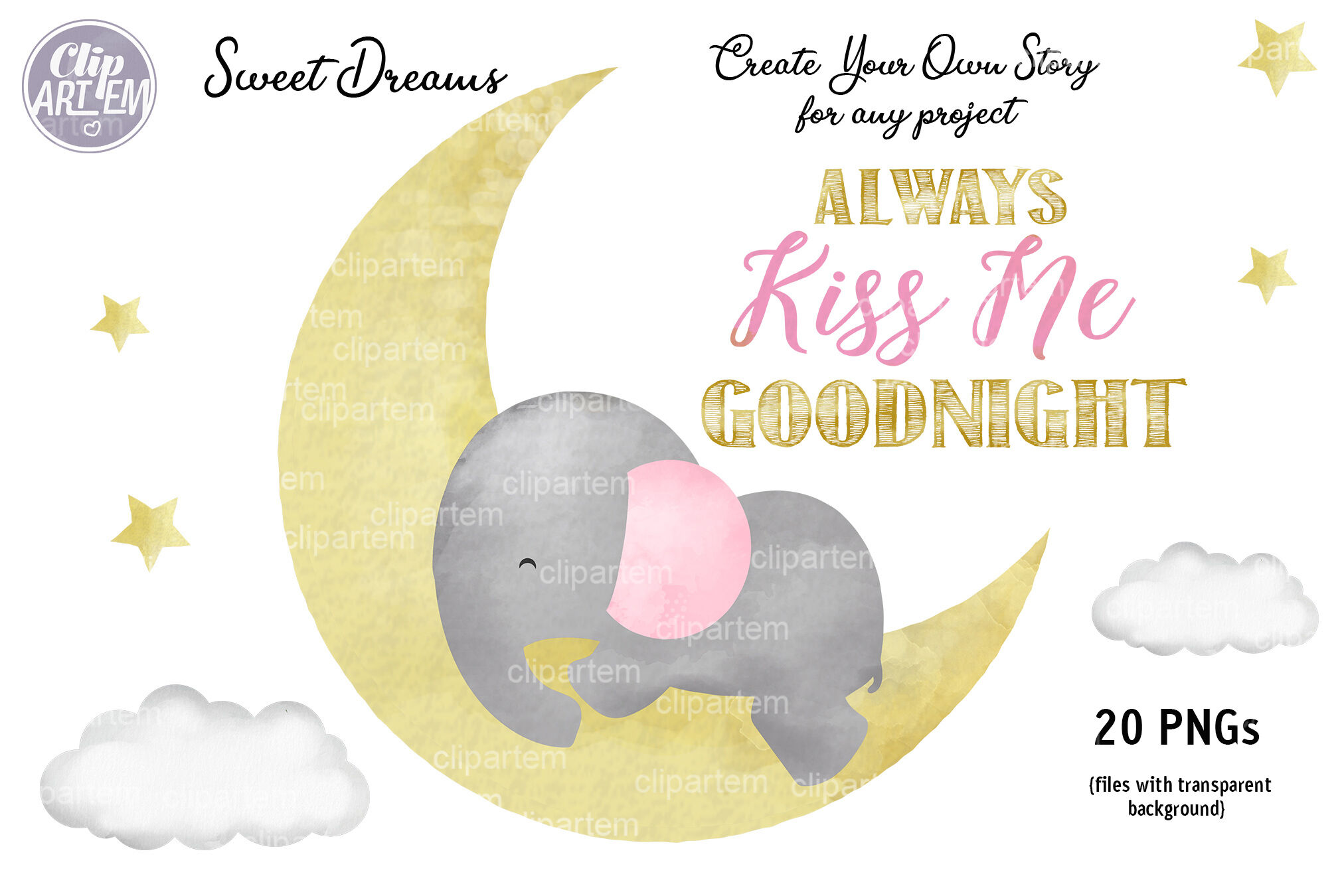 kiss goodnight clipart