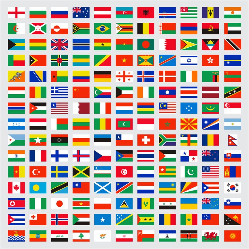 World flags collection. Laws name independent symbols map vector color ...