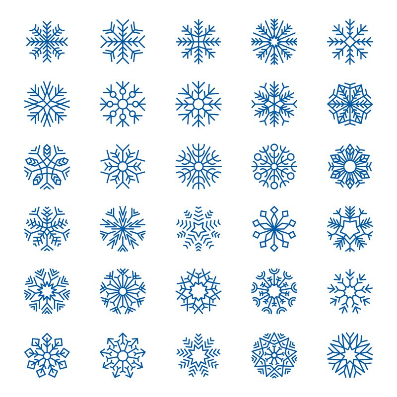 Snowflakes collection. Christmas decoration snow symbols logo design s ...