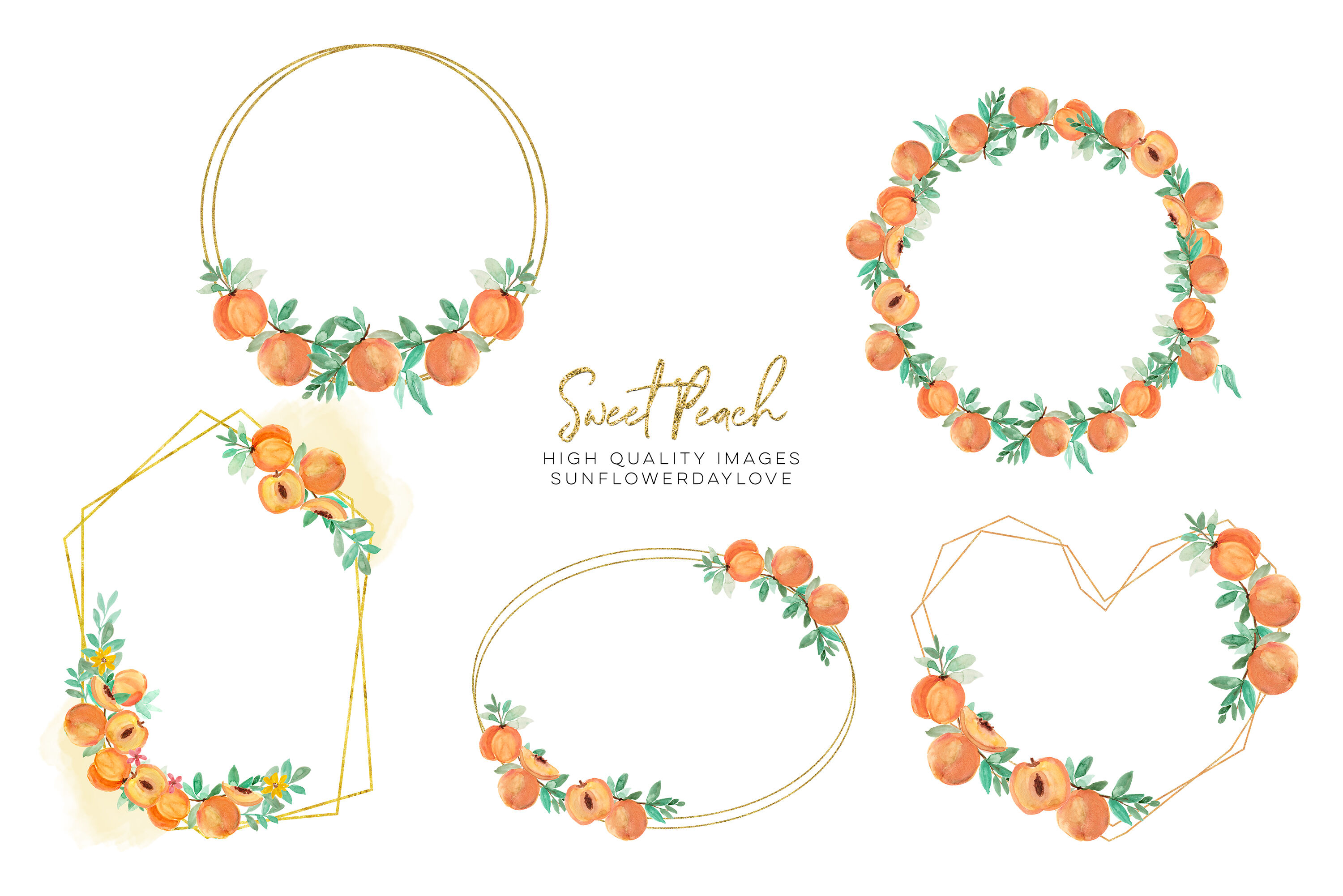 Summer Peaches Frame Clipartpeach Fruit Sweet As A Peach Pea By Sunflower Day Love Thehungryjpeg 1782