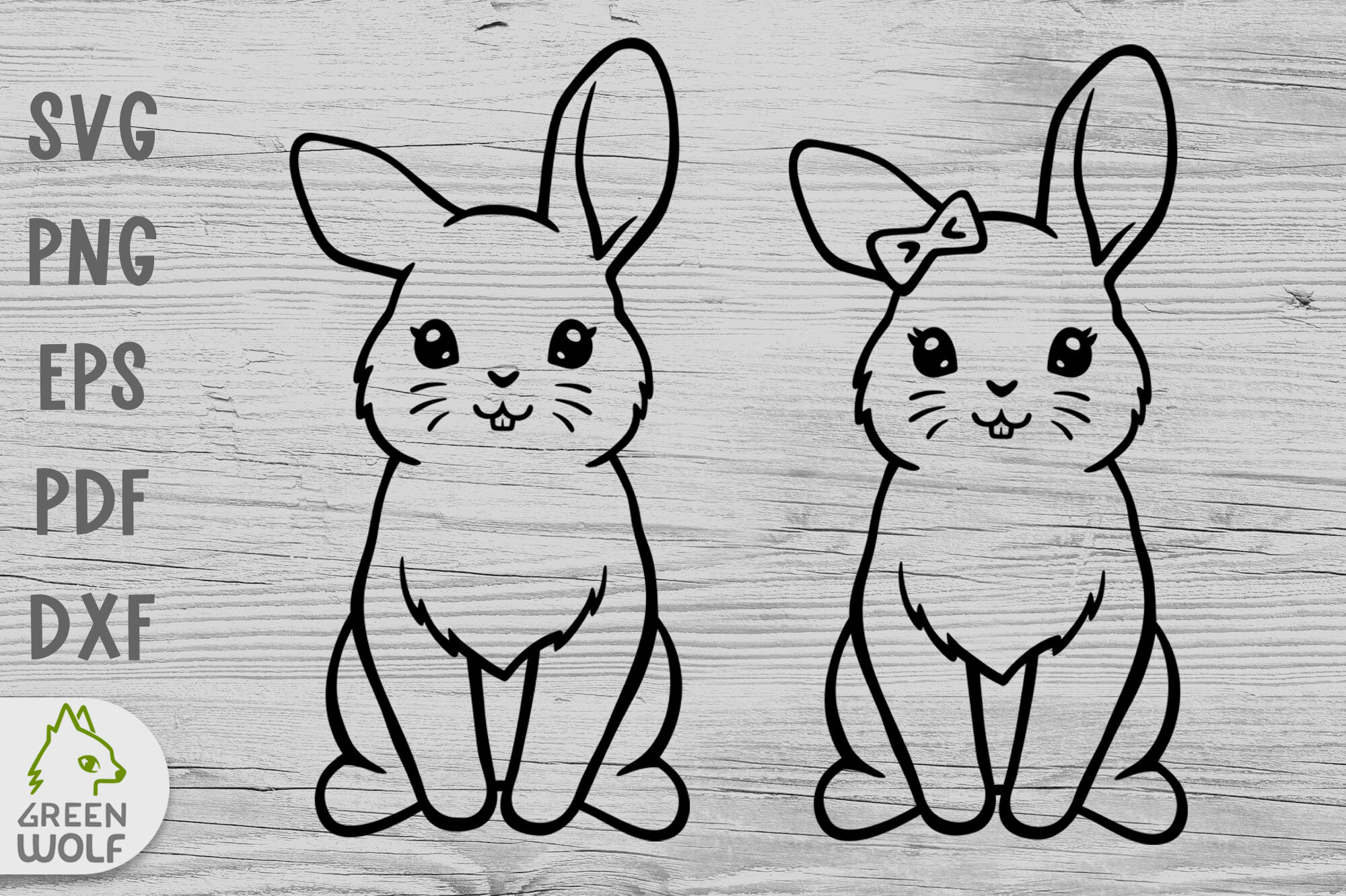 Bunny Svg Easter Bunny Clipart Girl Bunny Boy Bunny Farm Animals Svg By Green Wolf Art Thehungryjpeg Com