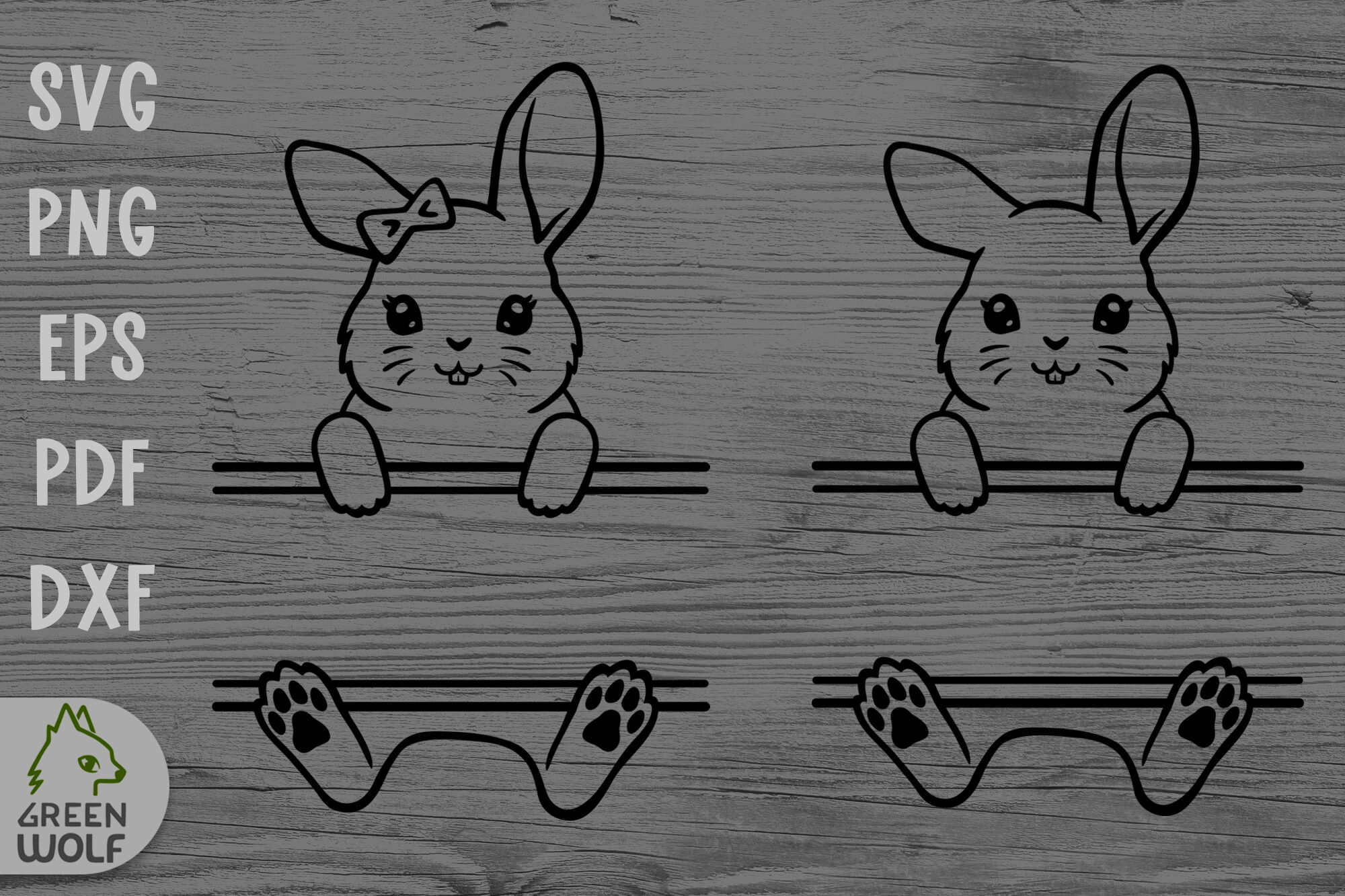 Bunny monogram svg Easter bunny svg Bunny split monogram svg cut files