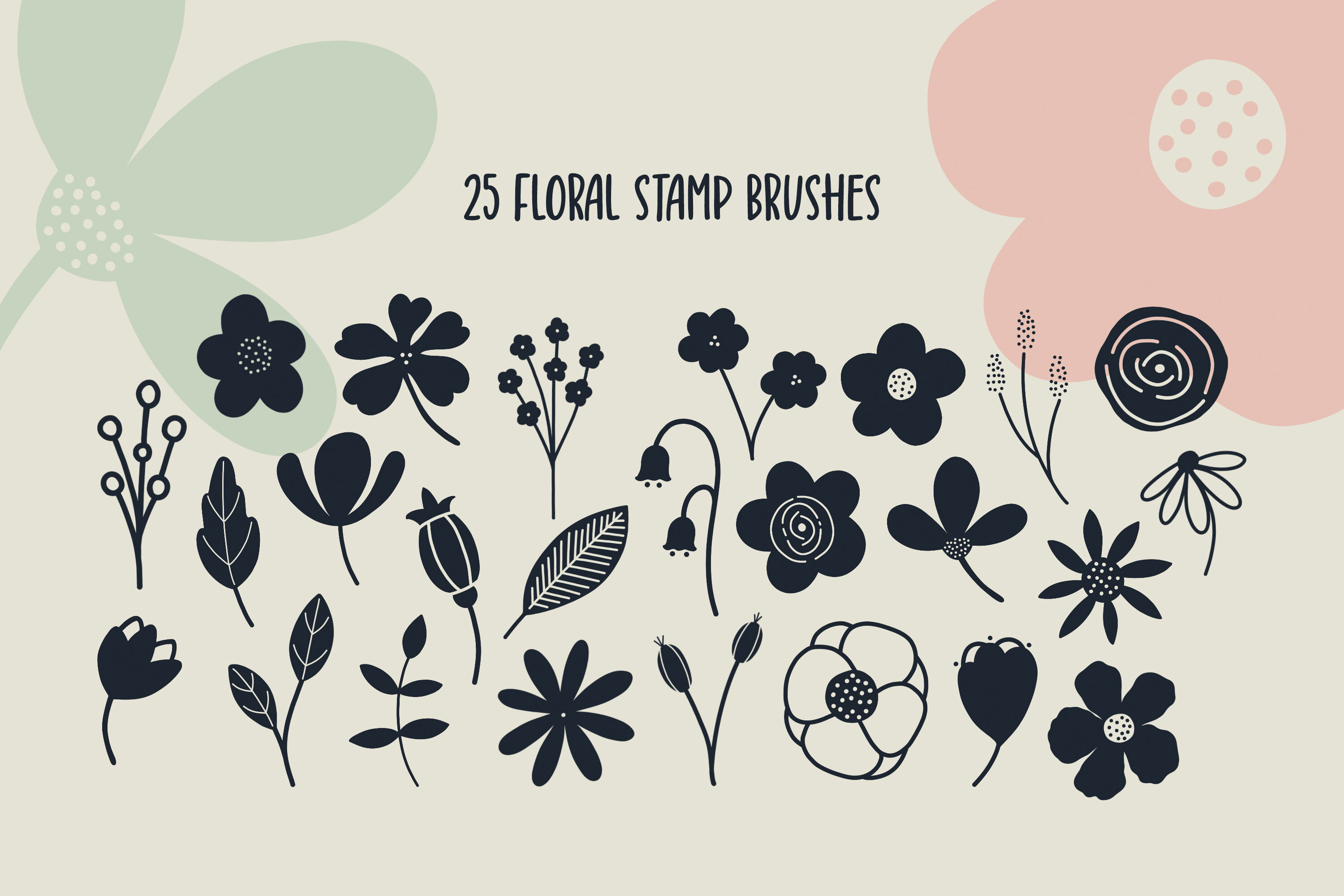 Hand Drawn Florals Procreate Stamps By auramarina | TheHungryJPEG