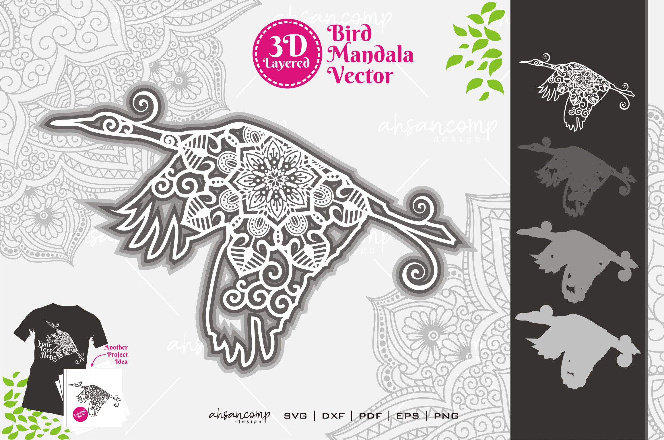 Download Bird Mandala 3 Svg 3d Layered By Ahsancomp Studio Thehungryjpeg Com