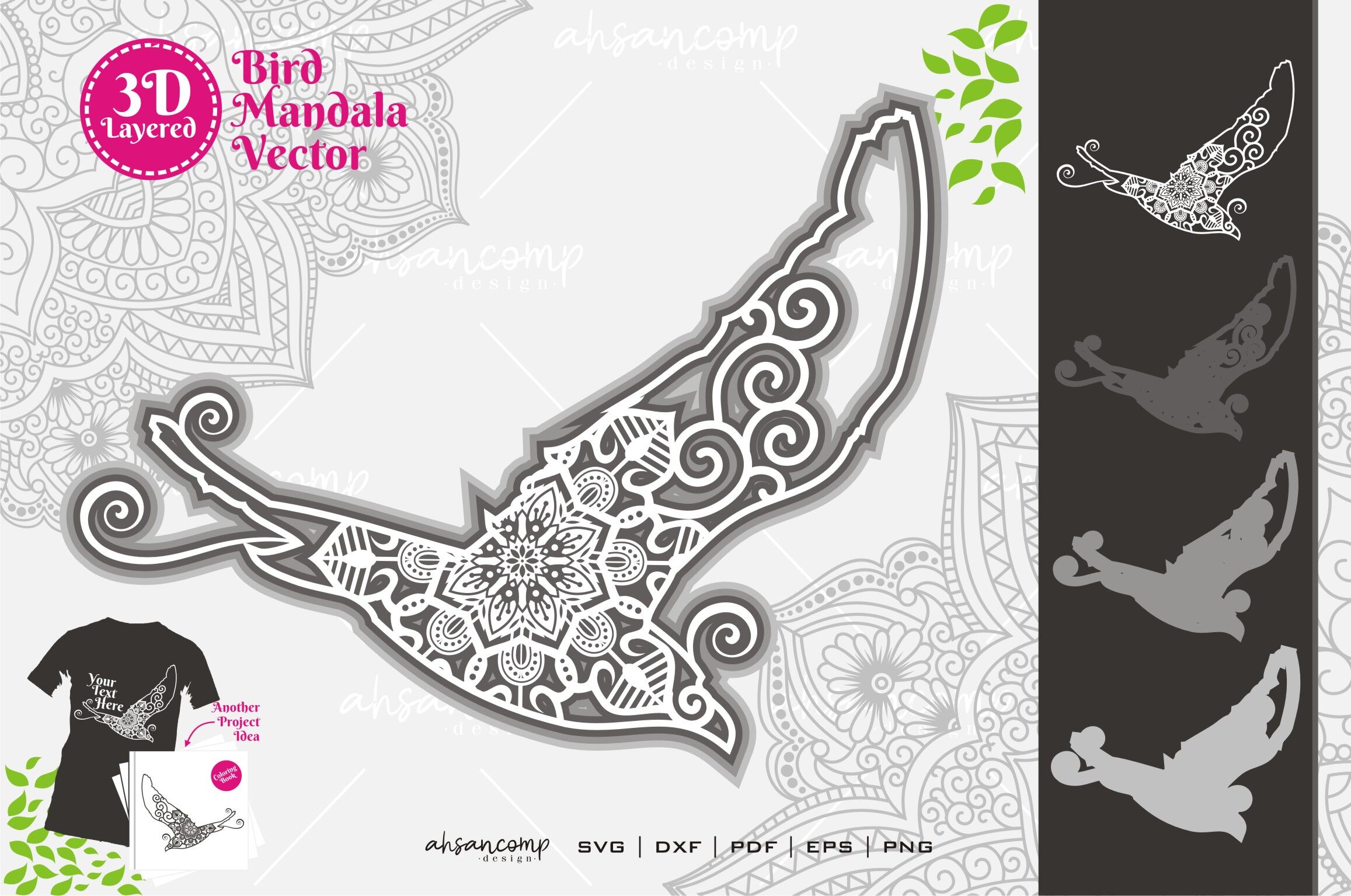 Bird Mandala 7 Svg 3d Layered By Ahsancomp Studio Thehungryjpeg Com