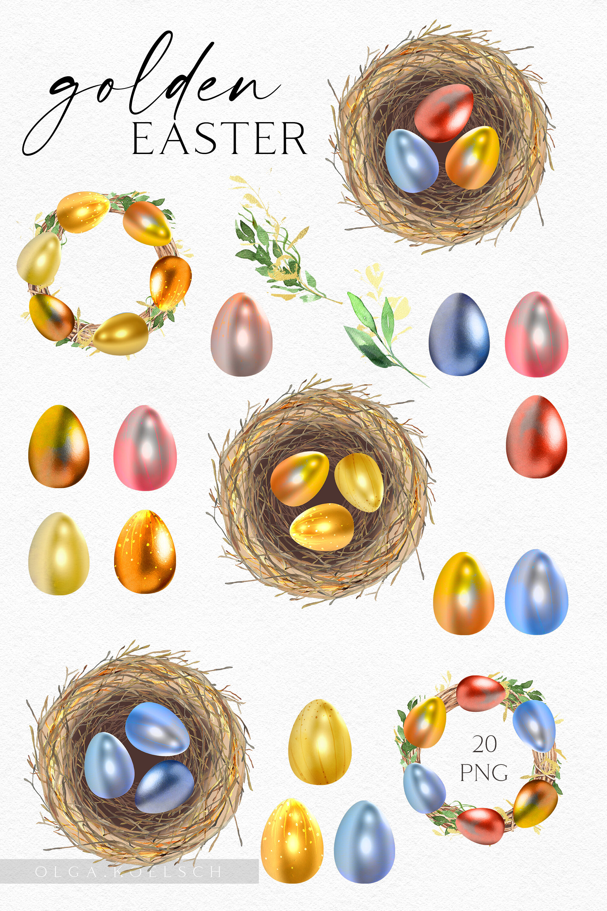 Golden Easter Eggs PNG Images