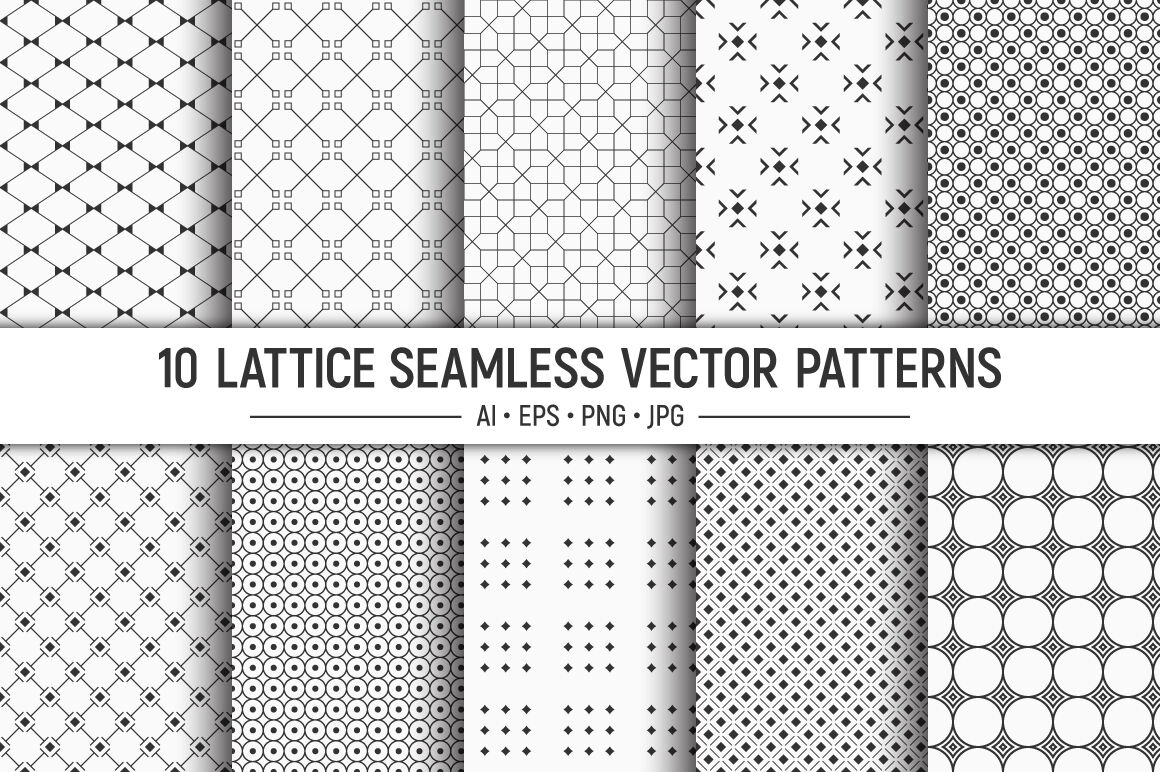 10 Seamless Geometric Vector Patterns By Avk Studio