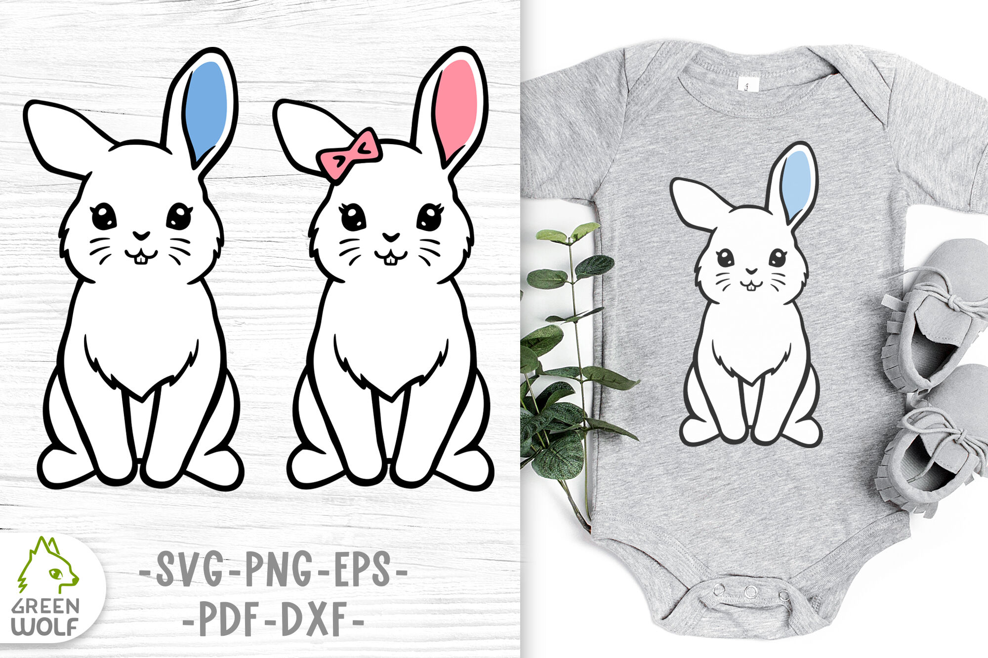 Easter Bunny Svg Bunny Clipart Cute Farm Animals Svg Cut Files By Green