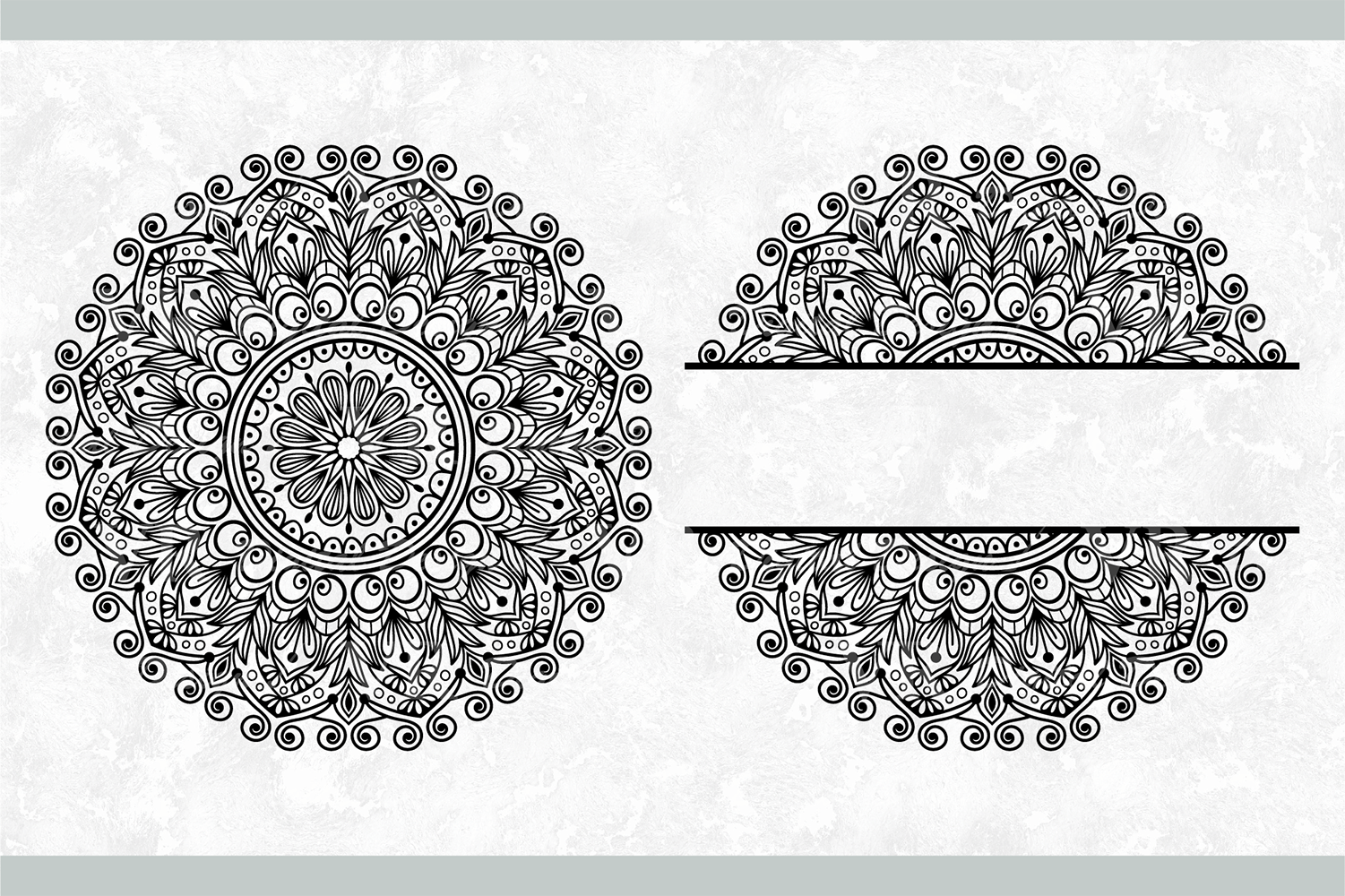 Download Leaves Mandala Svg Monogram Split Mandala Half Mandala By Vr Digital Design Thehungryjpeg Com