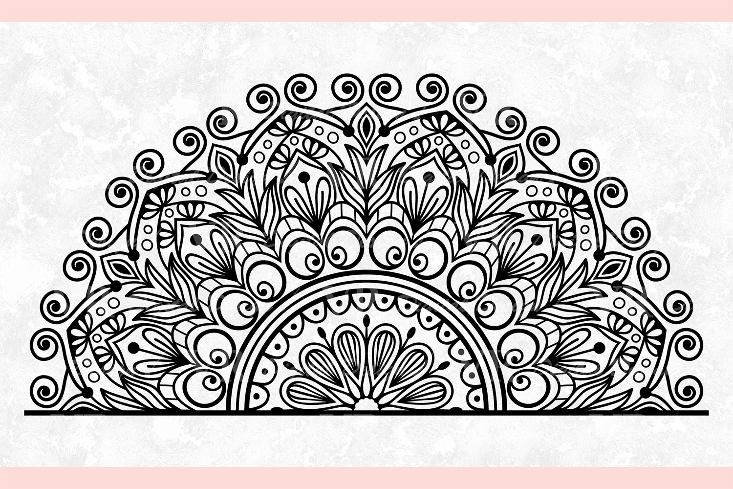 Leaves Mandala Svg Monogram Split Mandala Half Mandala By Vr Digital Design Thehungryjpeg Com