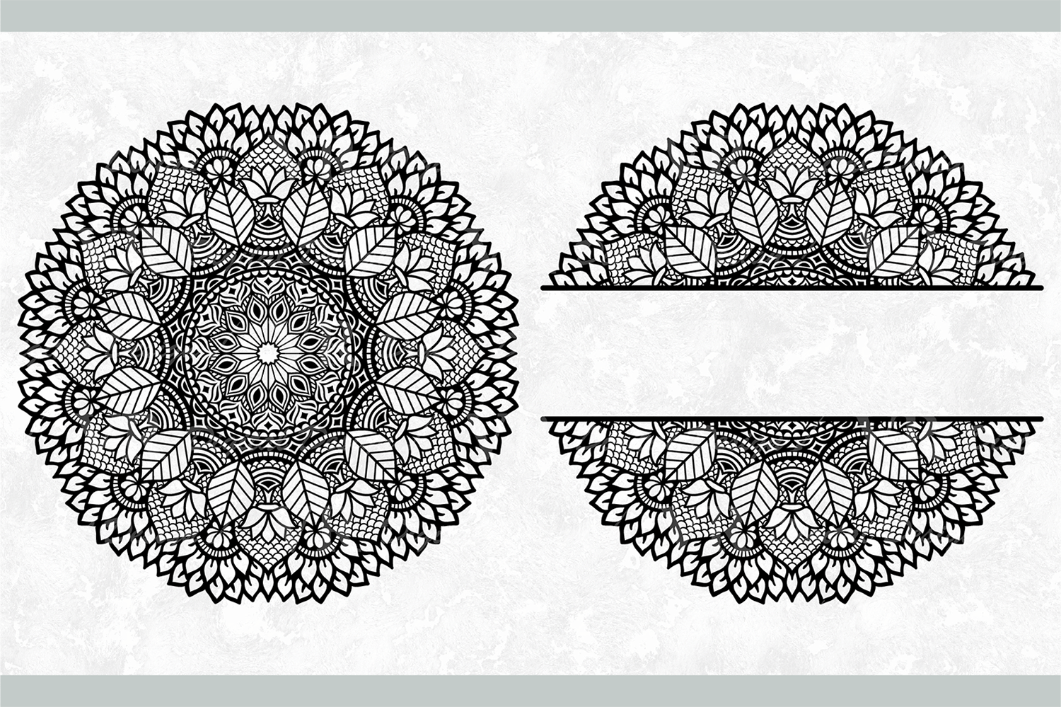 Download Leaves Mandala Intricate Svg Monogram Split Half Mandala By Vr Digital Design Thehungryjpeg Com