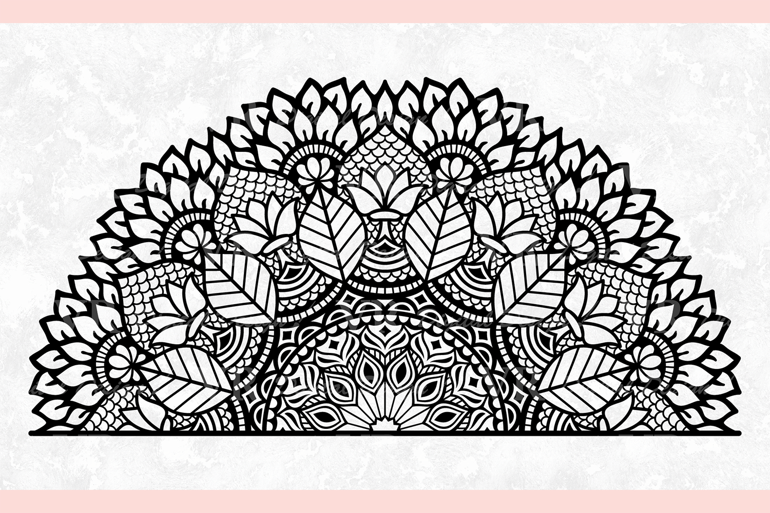 Leaves Mandala Intricate Svg Monogram Split Half Mandala By Vr Digital Design Thehungryjpeg Com