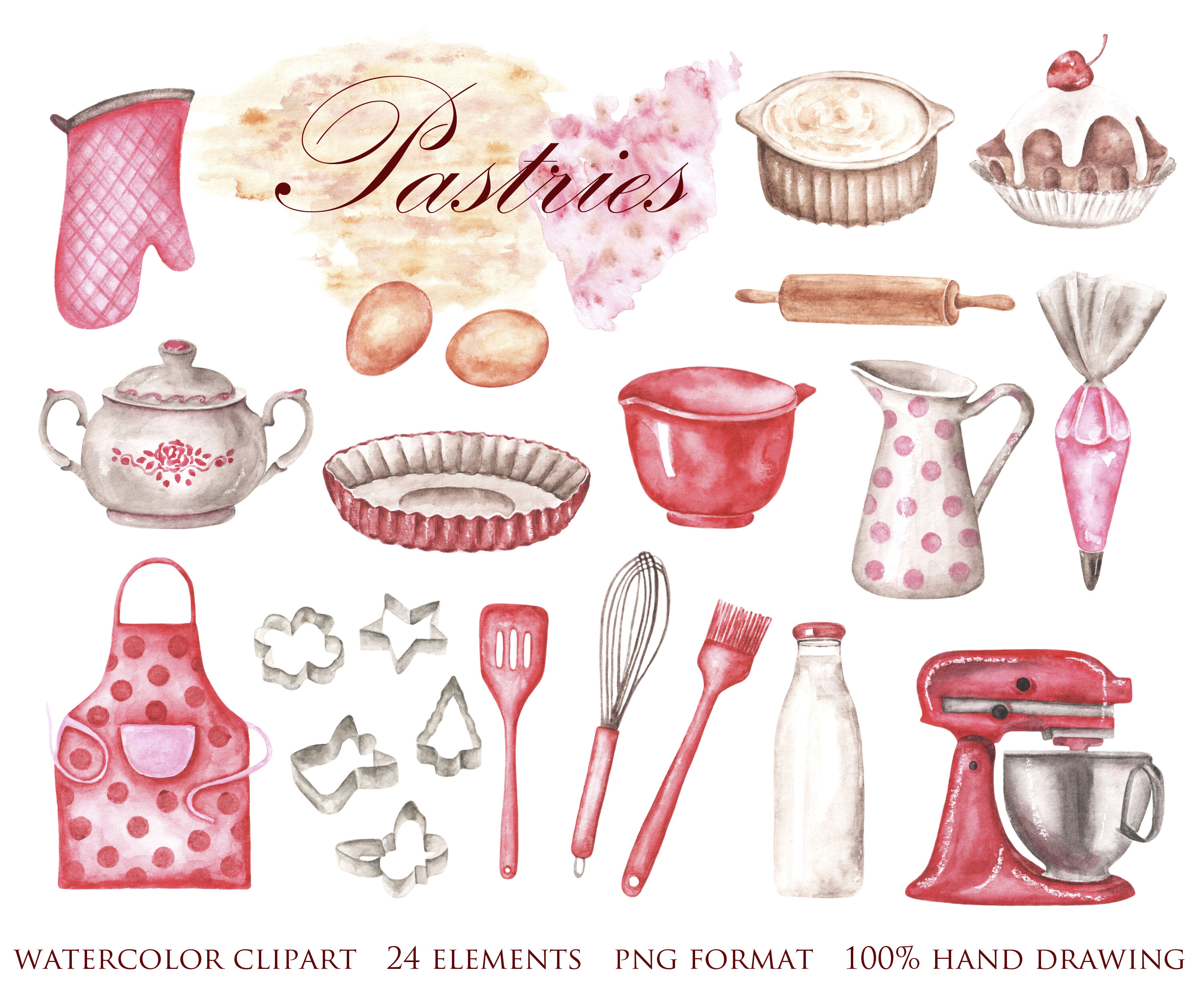 Watercolor Pastry Chef Clipart Baker PNG Patisserie Clipart Chef