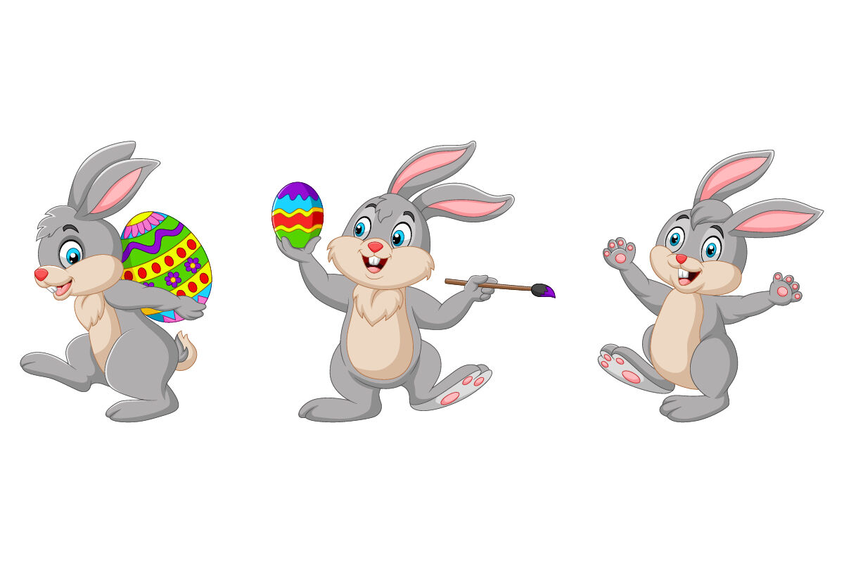 Set of Nine Cartoon Easter Bunny Bundle By tigatelu