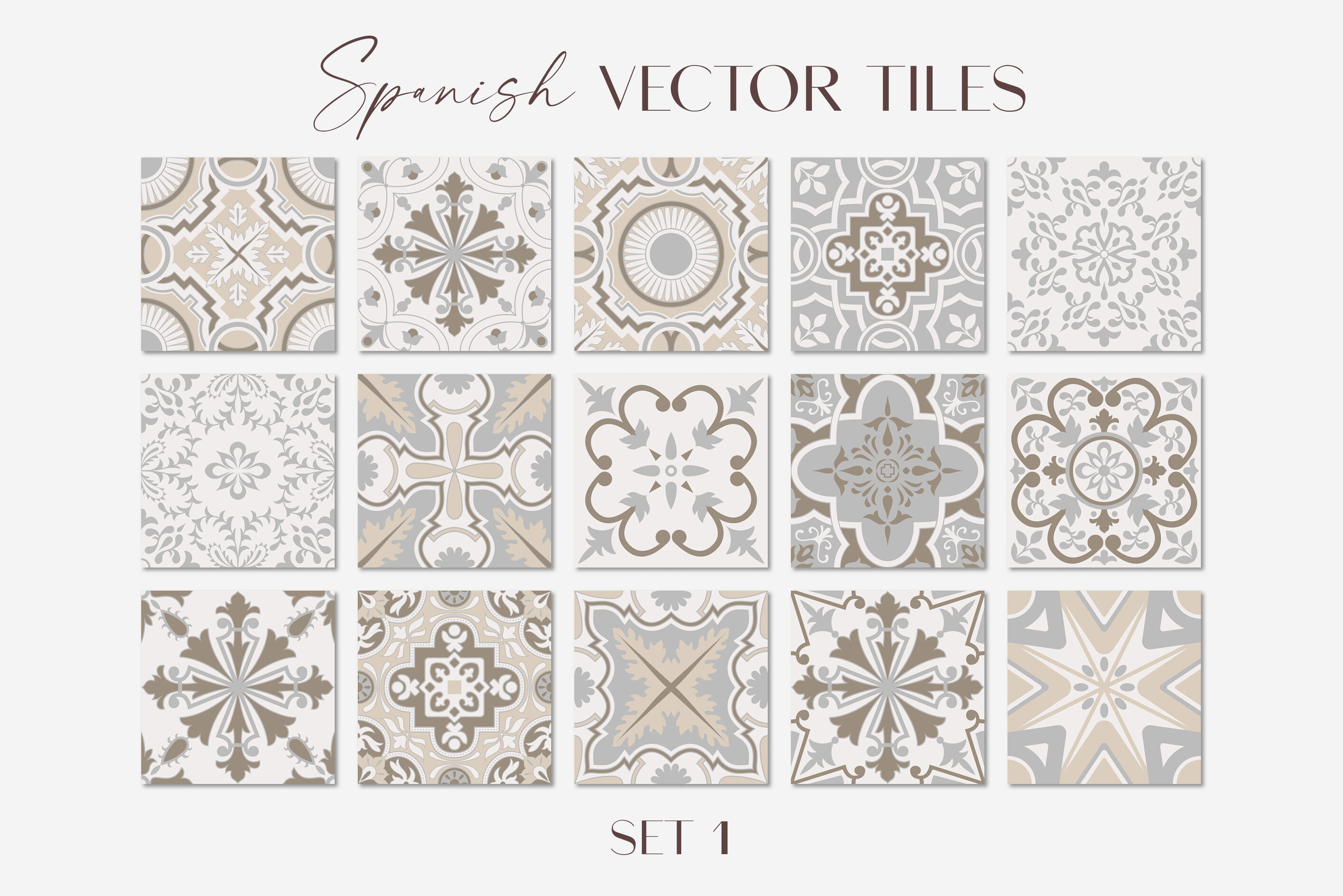 Spanish Tiles Vector Mediterranean, Mediterranean Mosaic Tiles