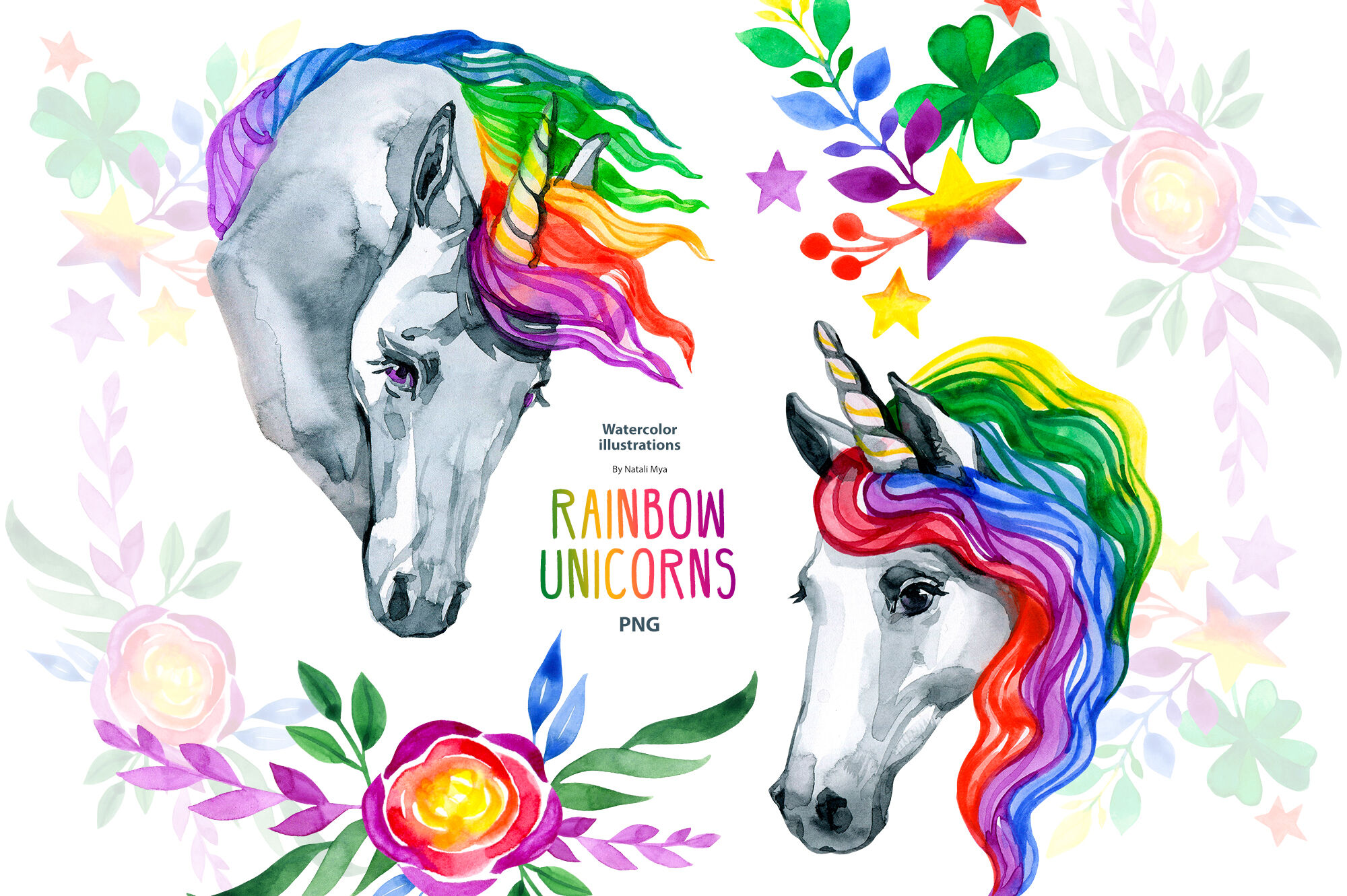 Watercolor Rainbow Unicorn Clipart By Aquarelloaquarelle Thehungryjpeg Com