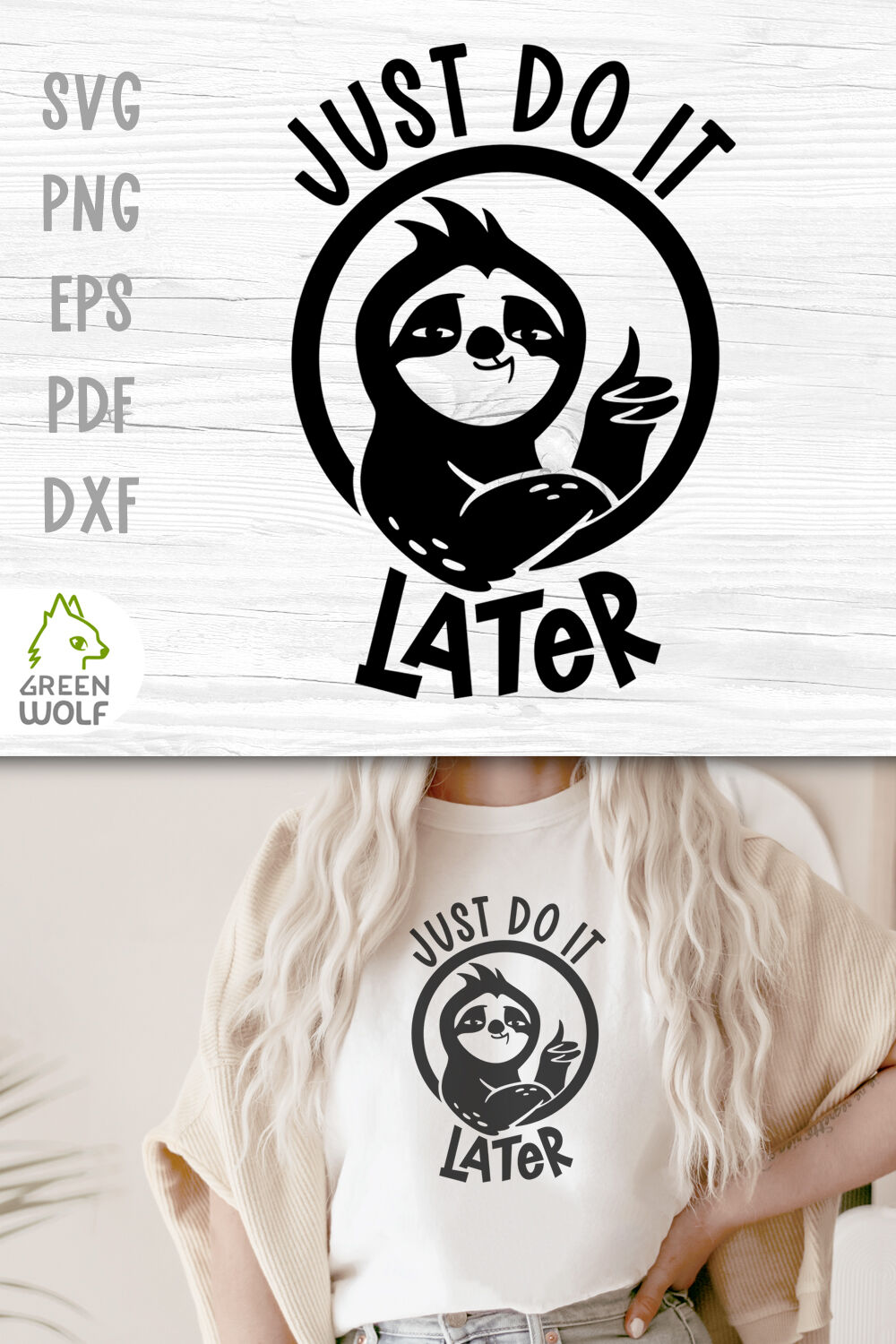 Funny sloth quotes Sloth svg Just do it later Funny t shirt design By Green  Wolf Art | TheHungryJPEG