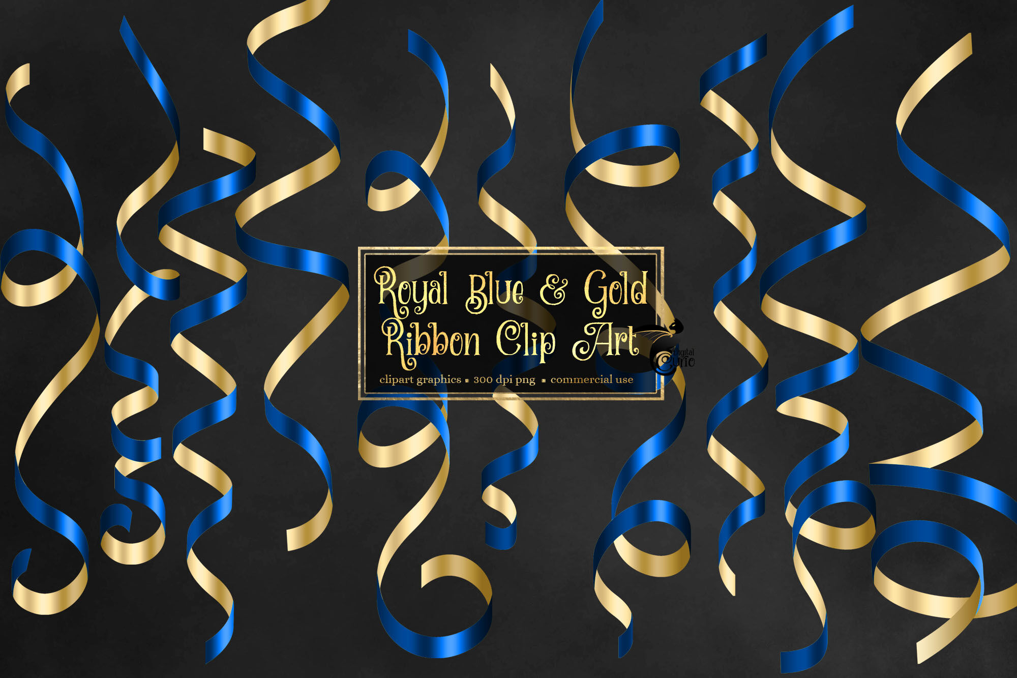 blue and gold ribbon banner