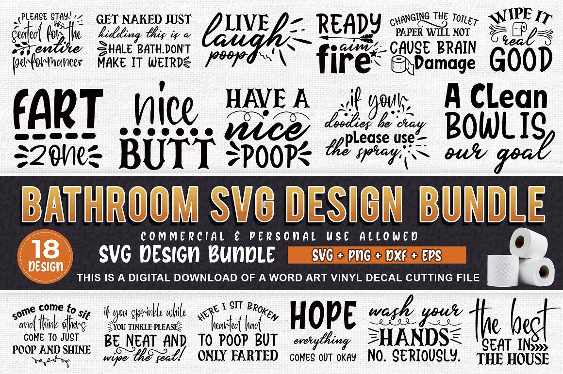 Download Bathroom Svg Bundle Bathroom Signs Svg Cut Files By Designavo Thehungryjpeg Com