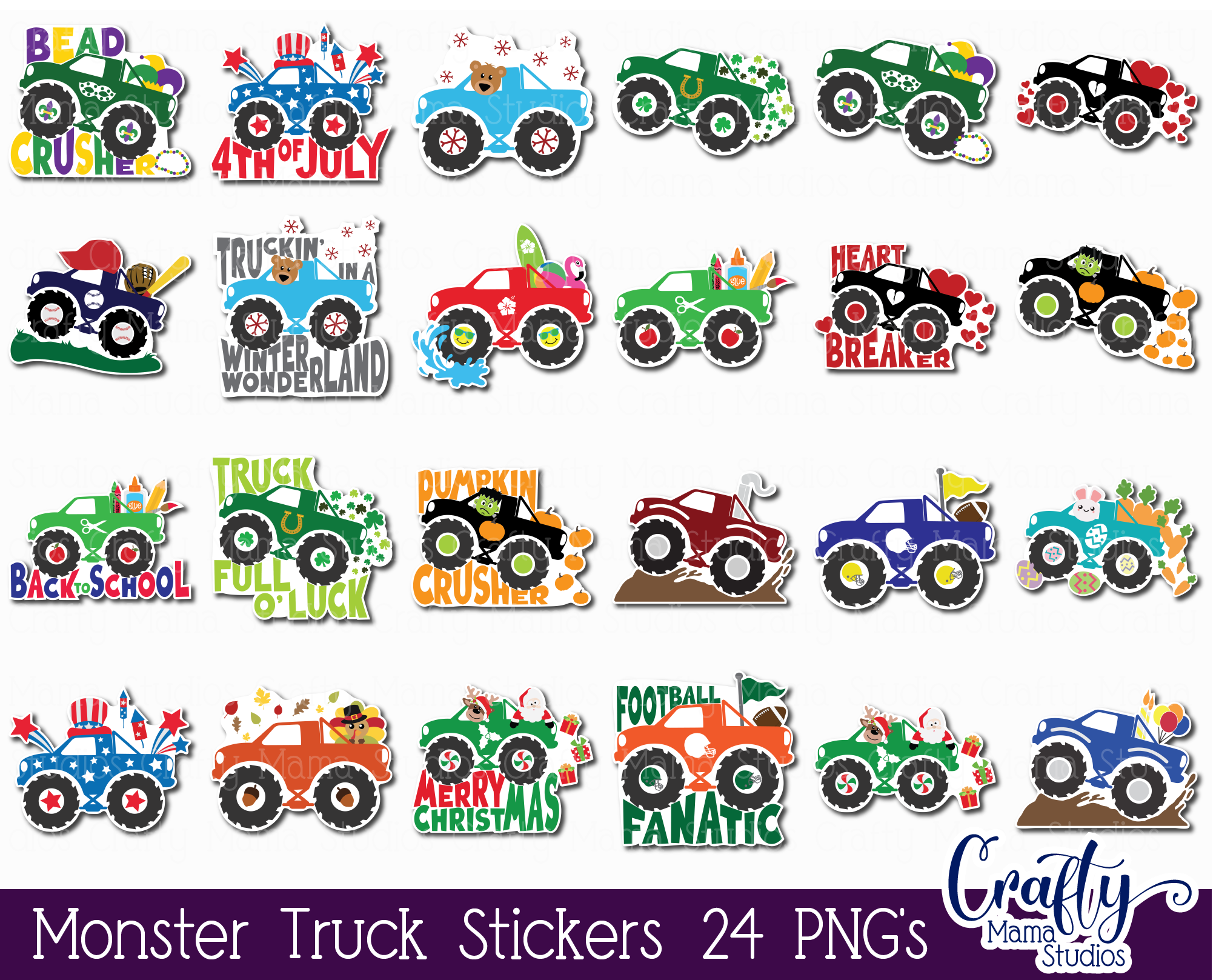 Monster truck nail stickers - wide 2