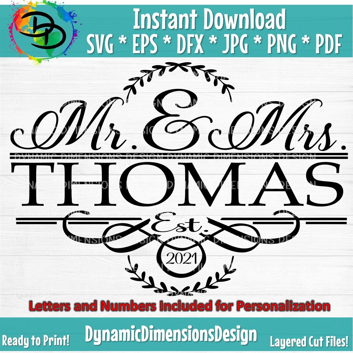 Mr. and Mrs. Spilt Monogram SVG, Mr and Mrs, Est 2021, Svg, Mr & Mrs S