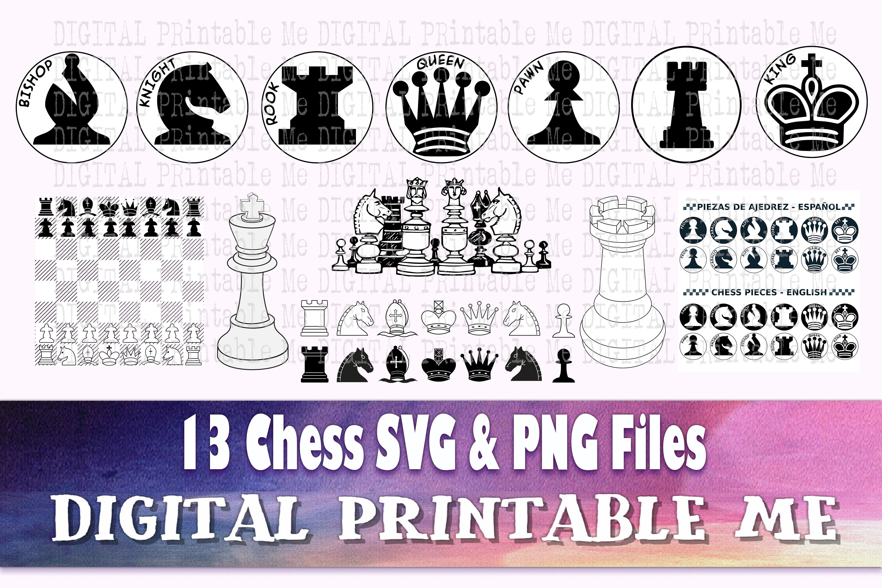 Download Chess Piece Svg Set Silhouette Bundle Png Clip Art 13 Digital Files By Digitalprintableme Thehungryjpeg Com