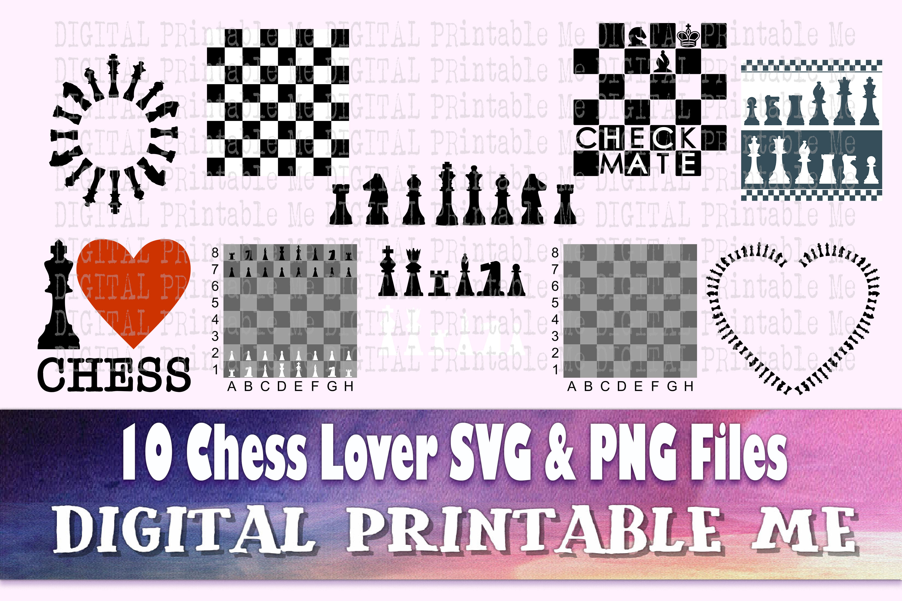 Chess Pieces SVG Bundle, Chess Silhouette, Chess Board Svg, Chess