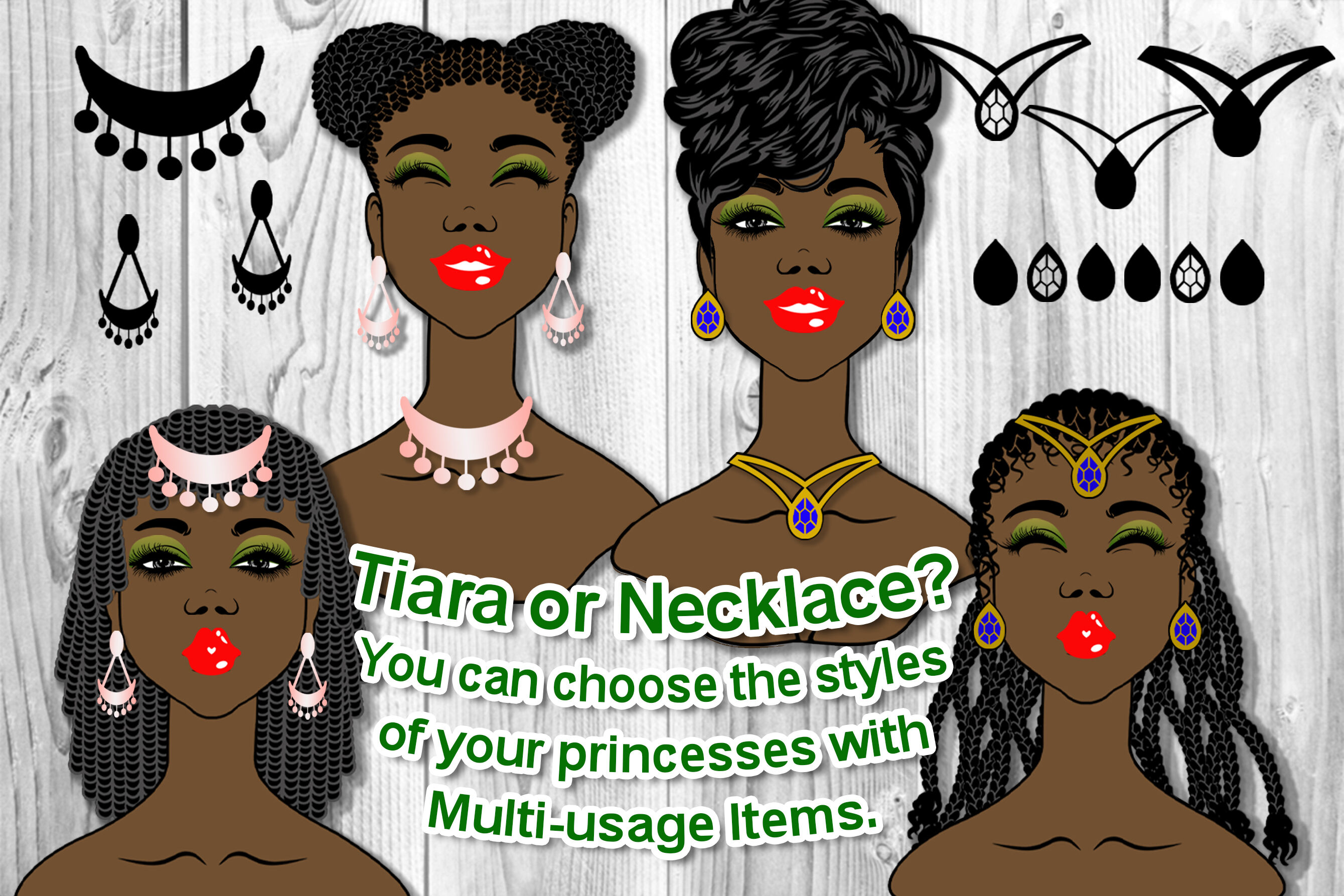 Download Black Princess Layered SVG Clipart Set 3 By Mandala ...