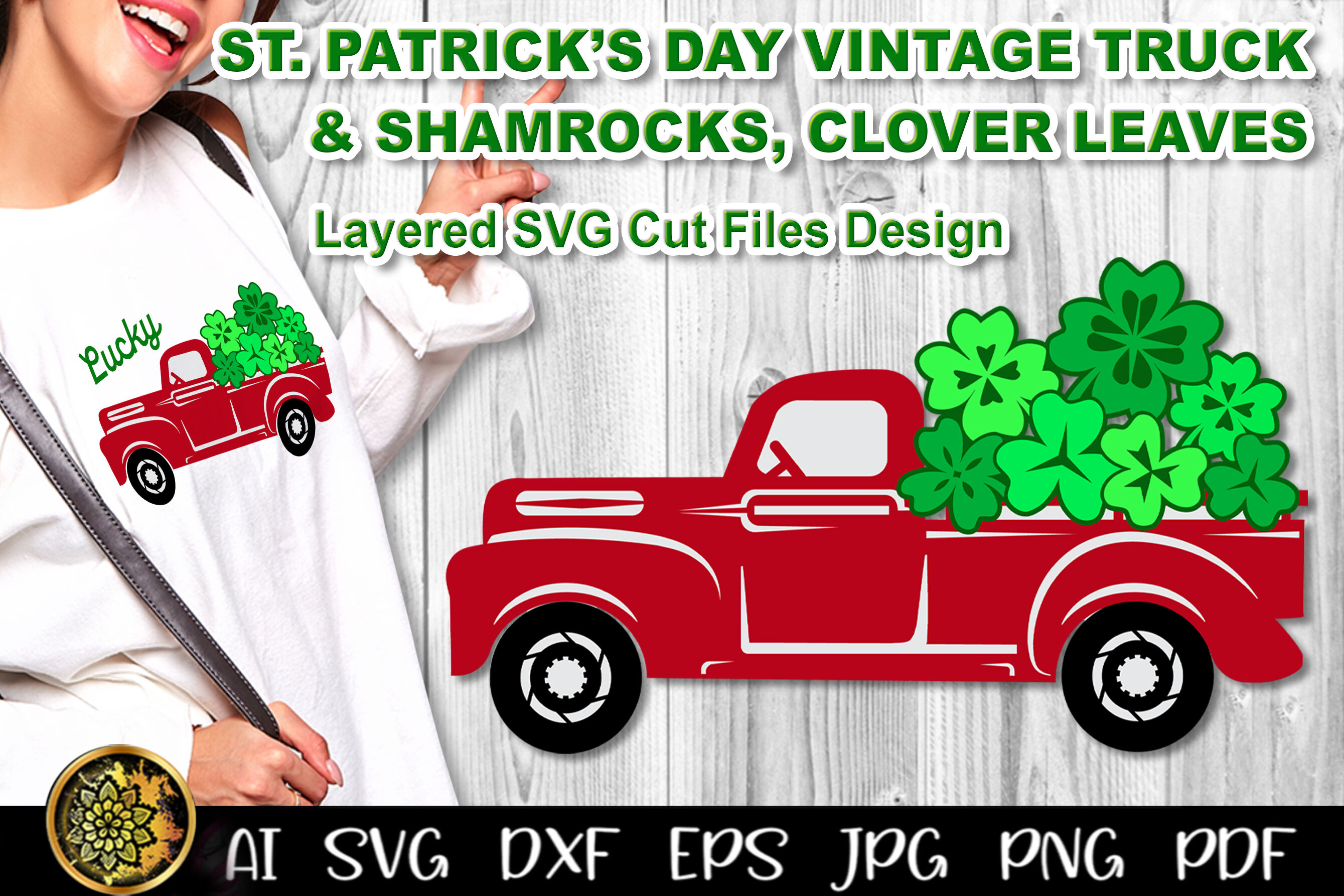 Download St Patrick S Day Red Vintage Truck Svg Layered Cut Files Clip Art By Mandala Creator Thehungryjpeg Com