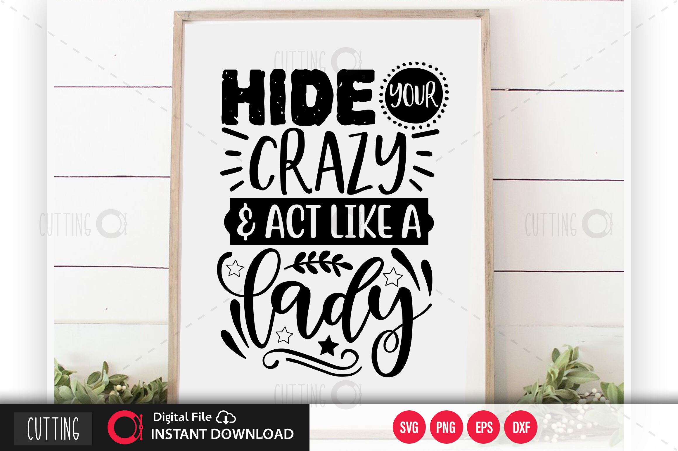 pdf Hide Your Crazy and Act Like a Lady SVG png and jpeg