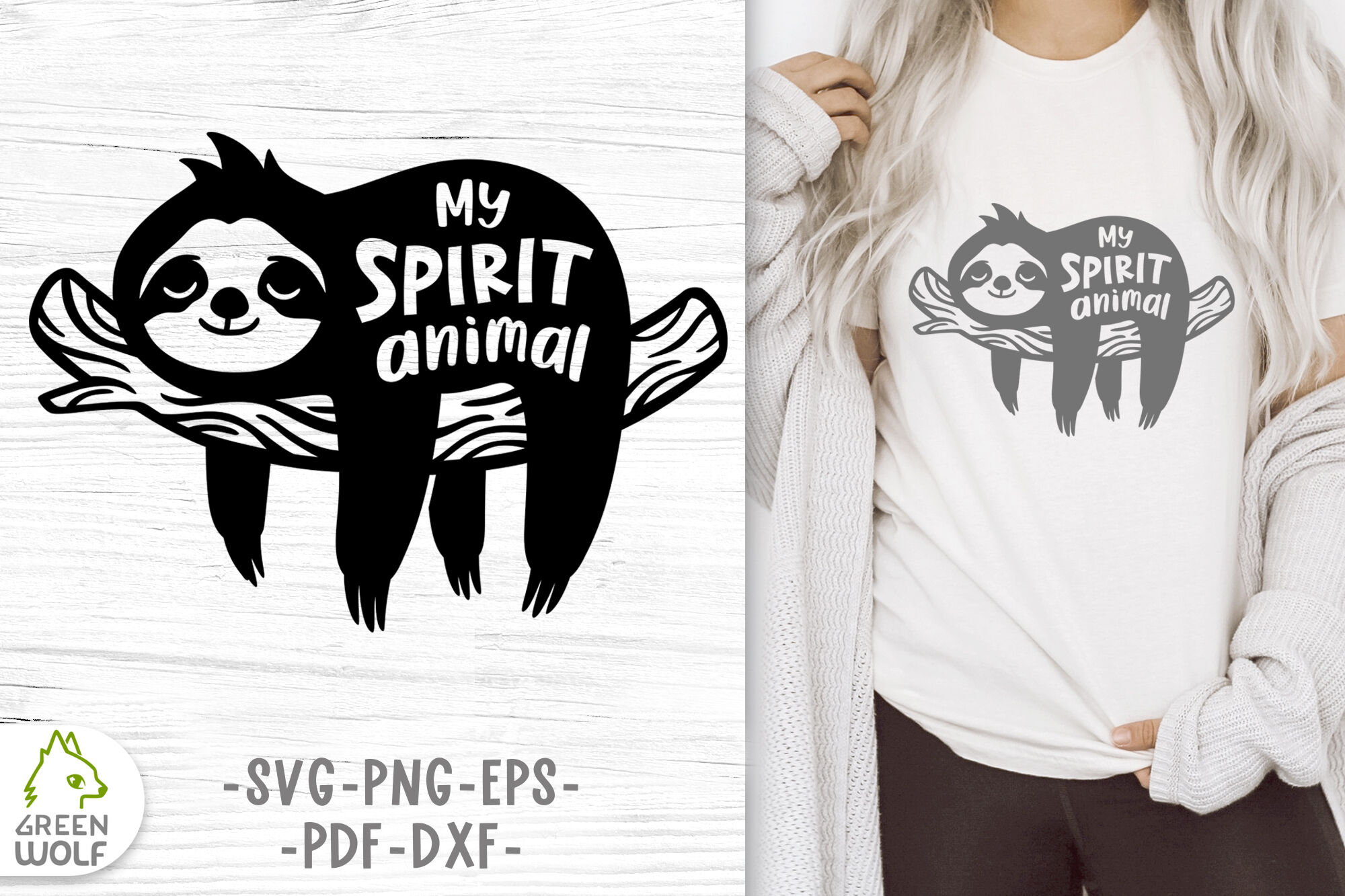 Sleeping sloth svg Funny quotes svg Sloth is my spirit animal By Green Wolf  Art | TheHungryJPEG