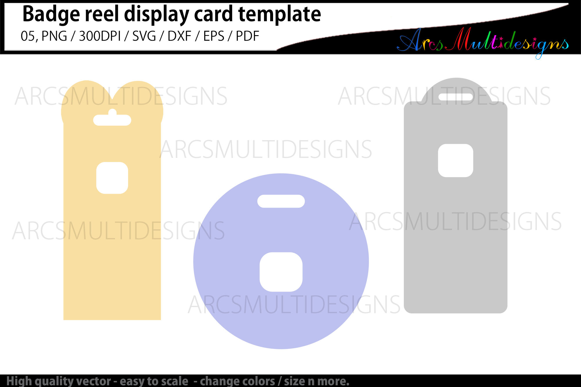 Badge Reel Card Blank Template, Retractable Badge Display Card SVG