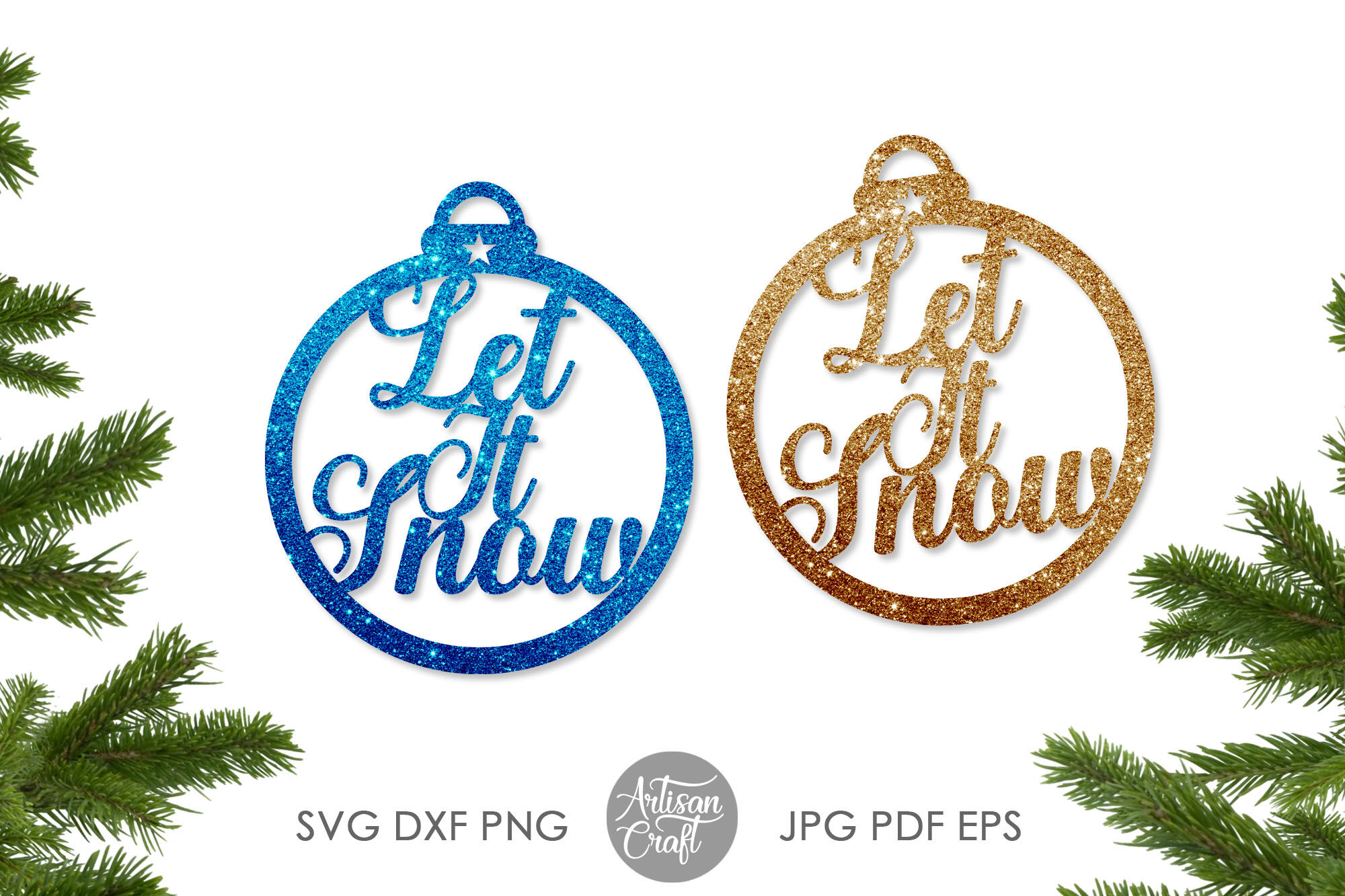 Let It Snow Christmas Ornaments Single Line Svg By Artisan Craft Svg Thehungryjpeg Com