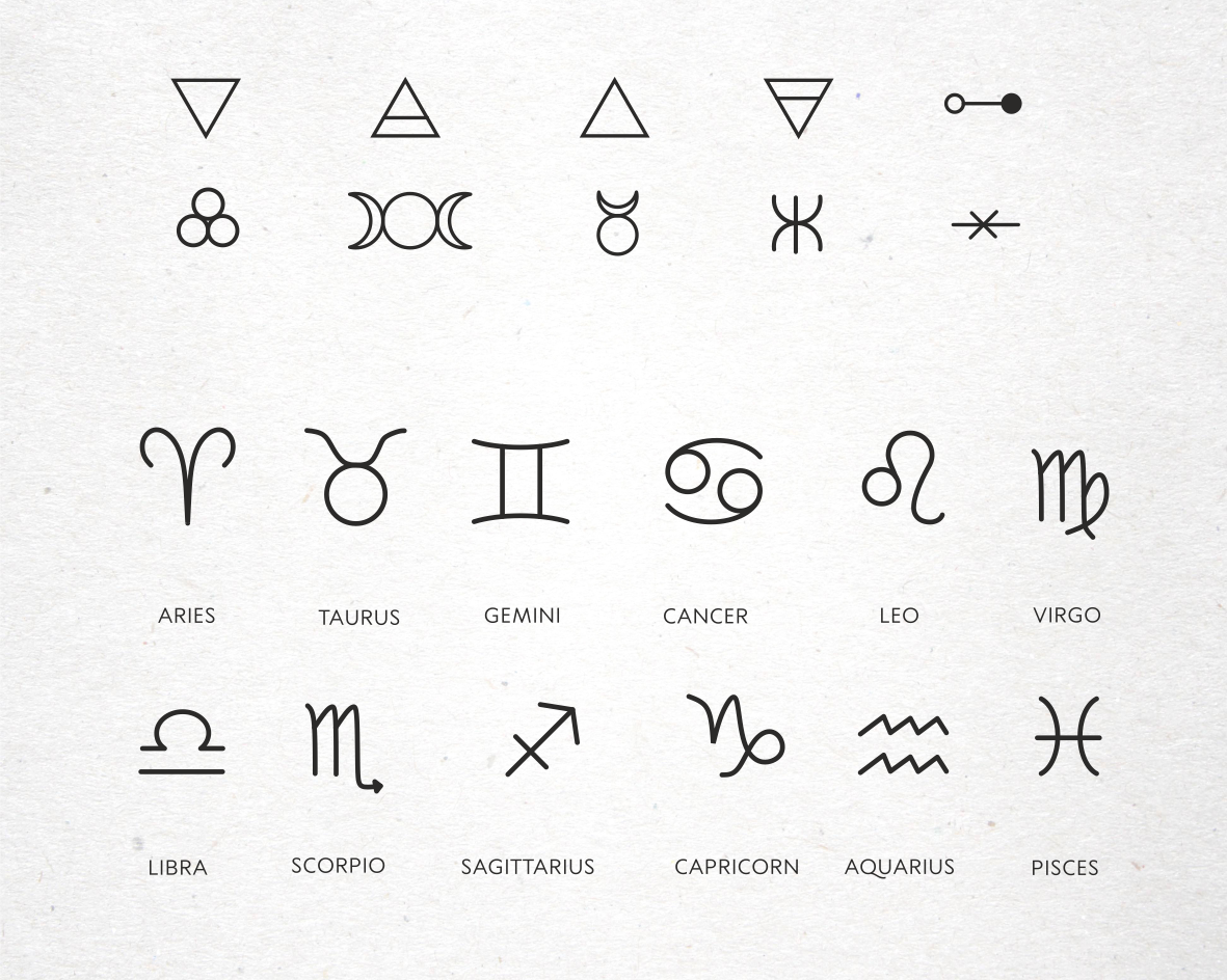 Magic signs, astrological signs, runes in vector, Alchemical symbols By ...