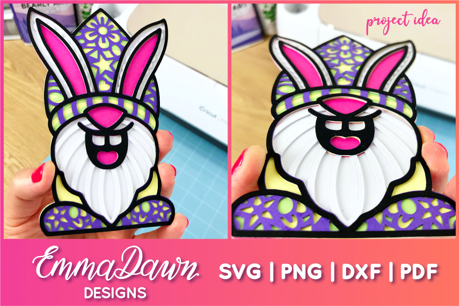 Download 3d Layered Easter Bunny Gnome Svg By Emma Dawn Designs Thehungryjpeg Com