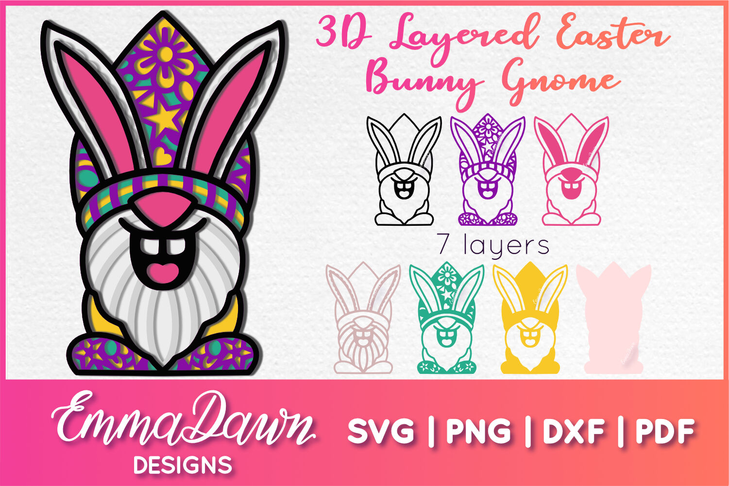 Download 3d Layered Easter Bunny Gnome Svg By Emma Dawn Designs Thehungryjpeg Com